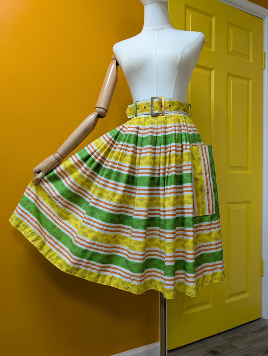 1950s Sportaville boussac cotton skirt - 26" waist