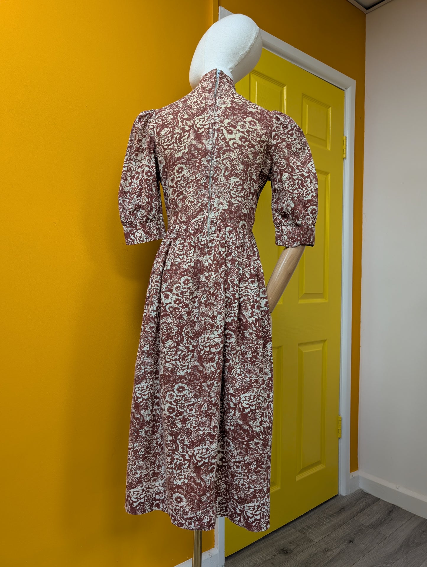 1970s made in Wales Laura Ashley brown dress - S/M/10/12