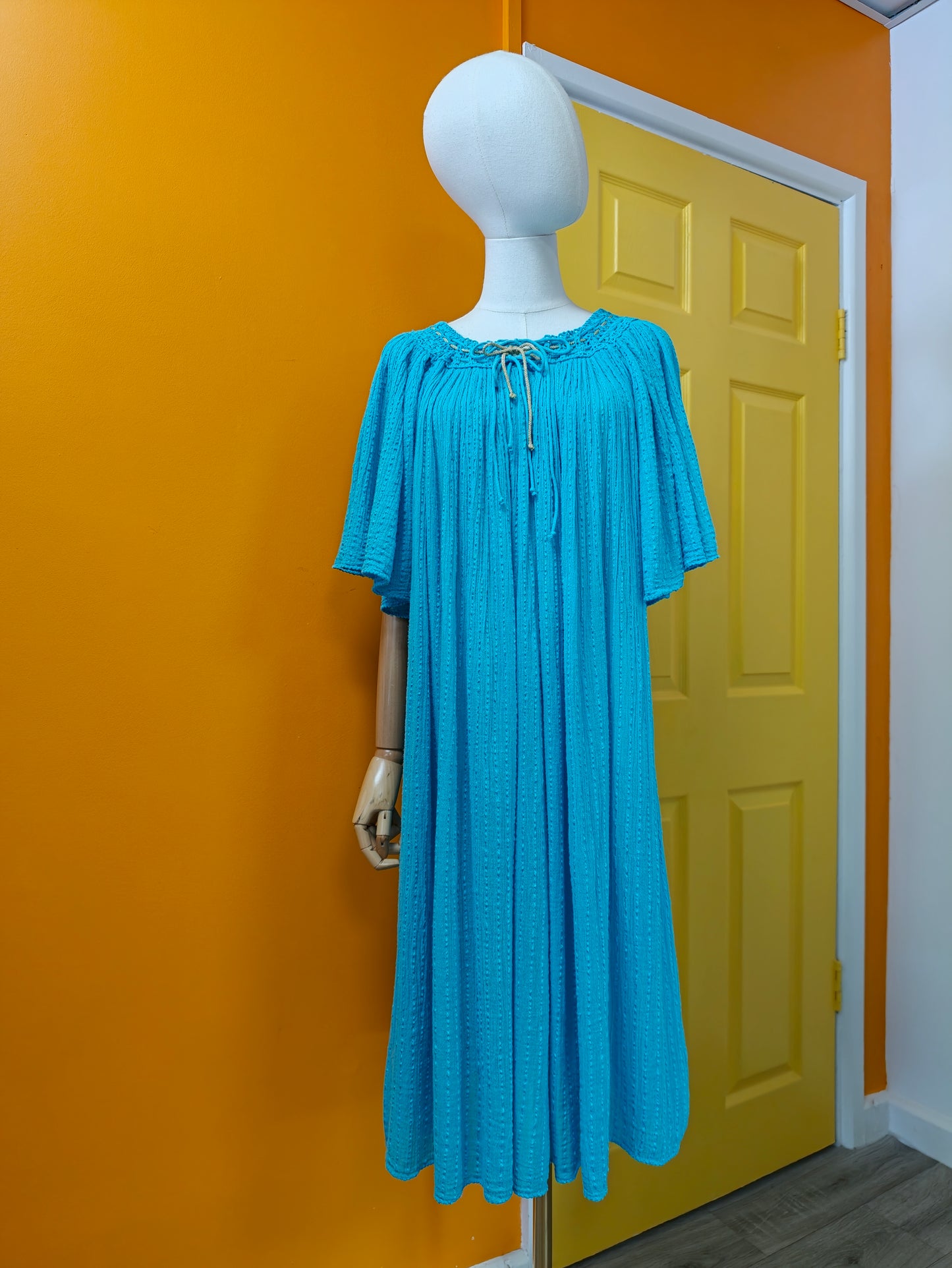 1970s Max Morgan blue Greek dress