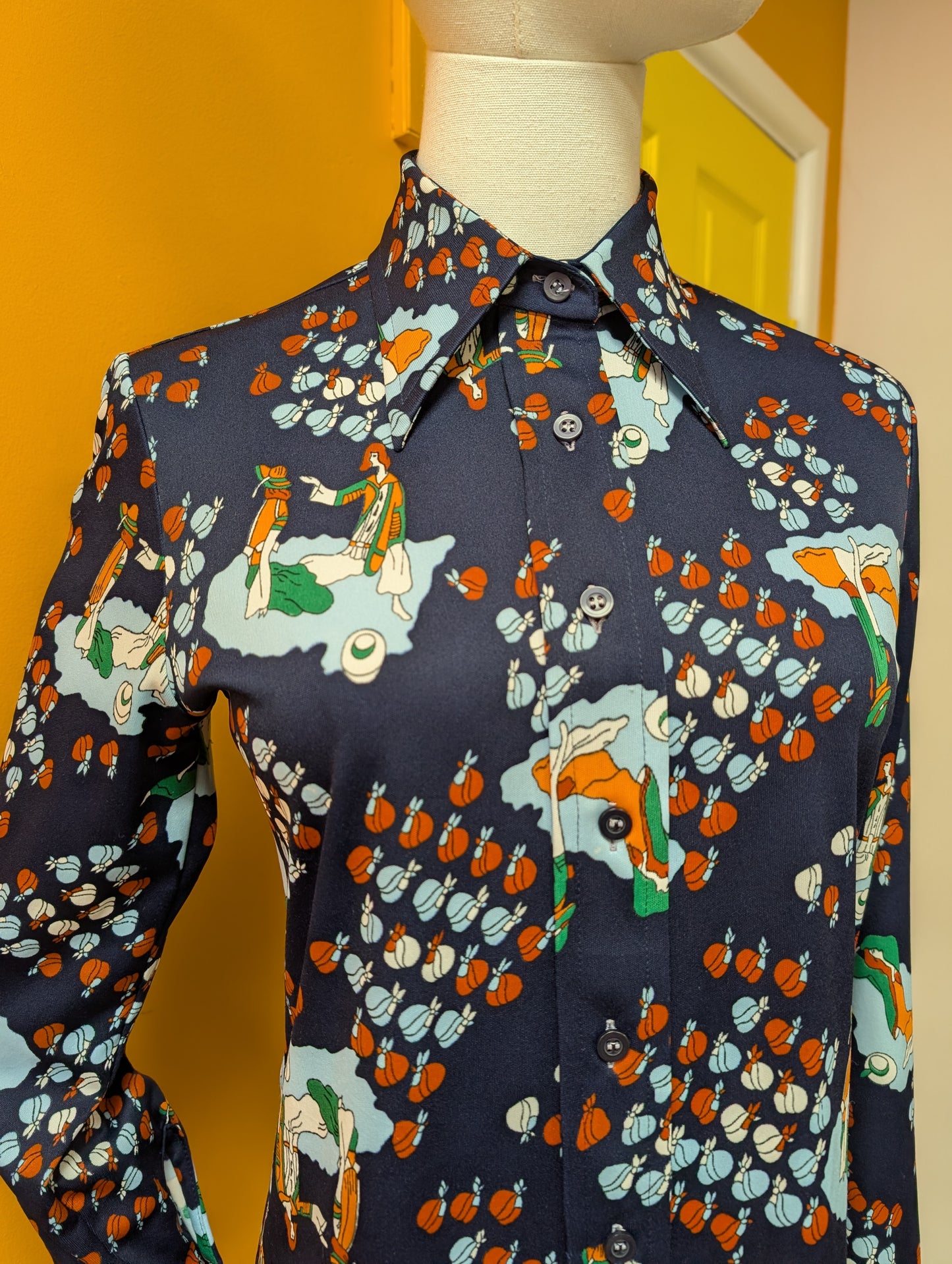 1970s Sears JR Bazaar novelty print shirt - XS/S