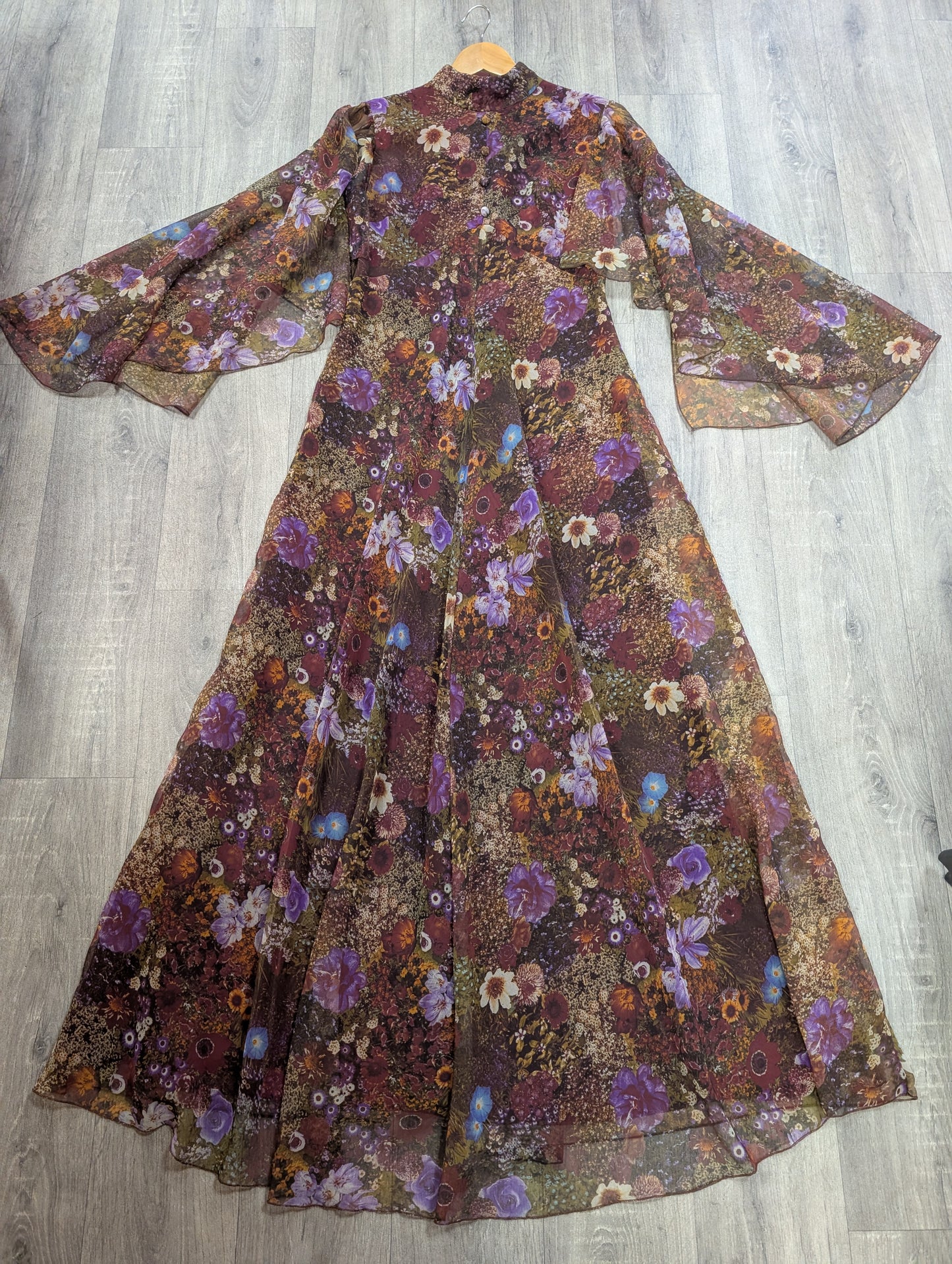 1970s Karida floral maxi dress - M/12