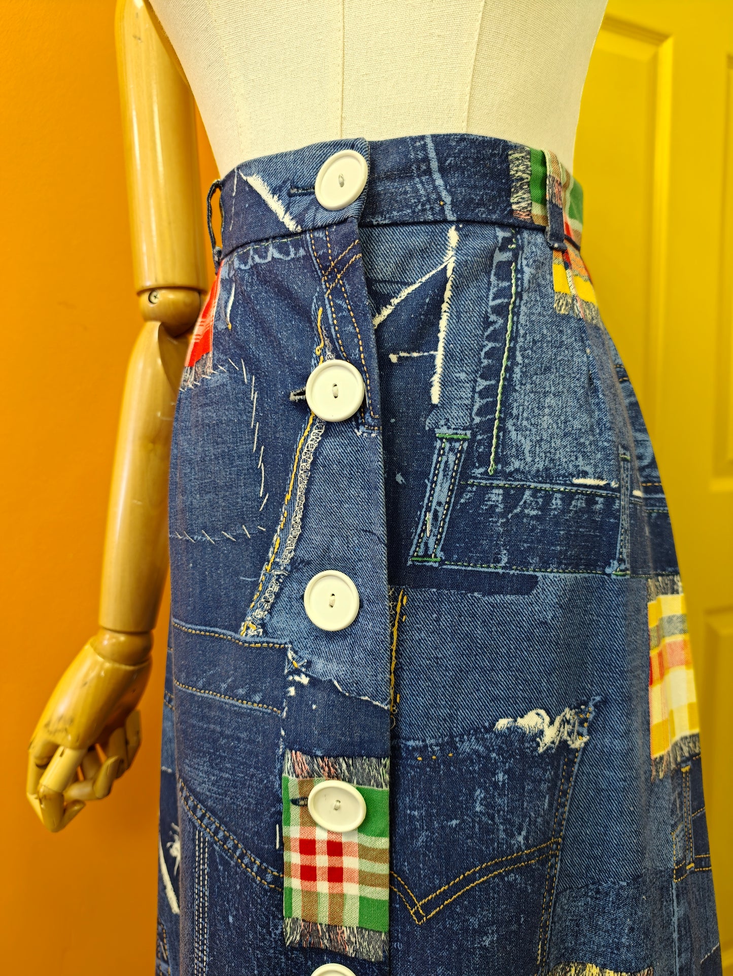 1970s Richard Shops patchwork print skirt - 27" waist