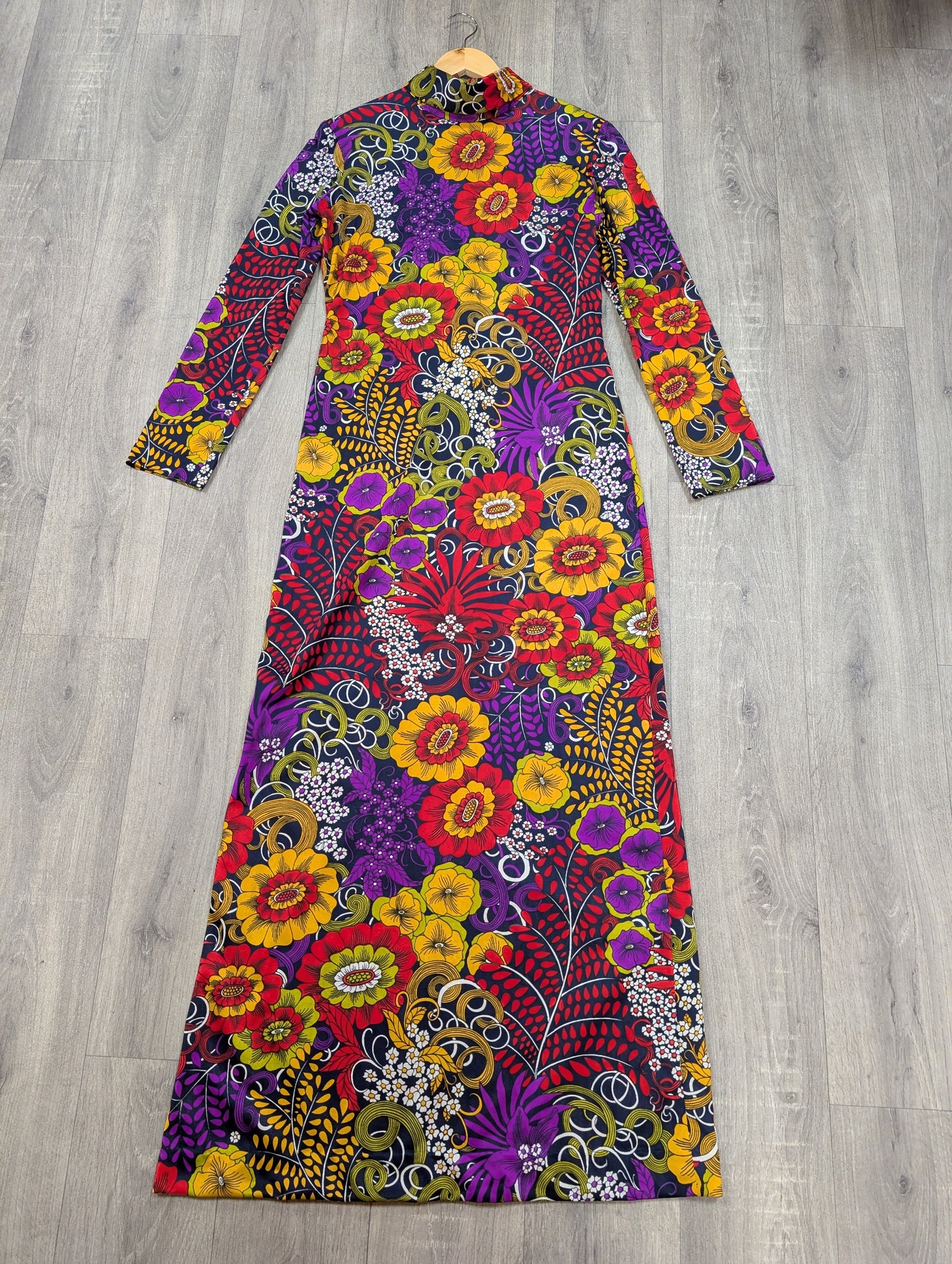 60s/70s psychedelic maxi dress - M/12/14