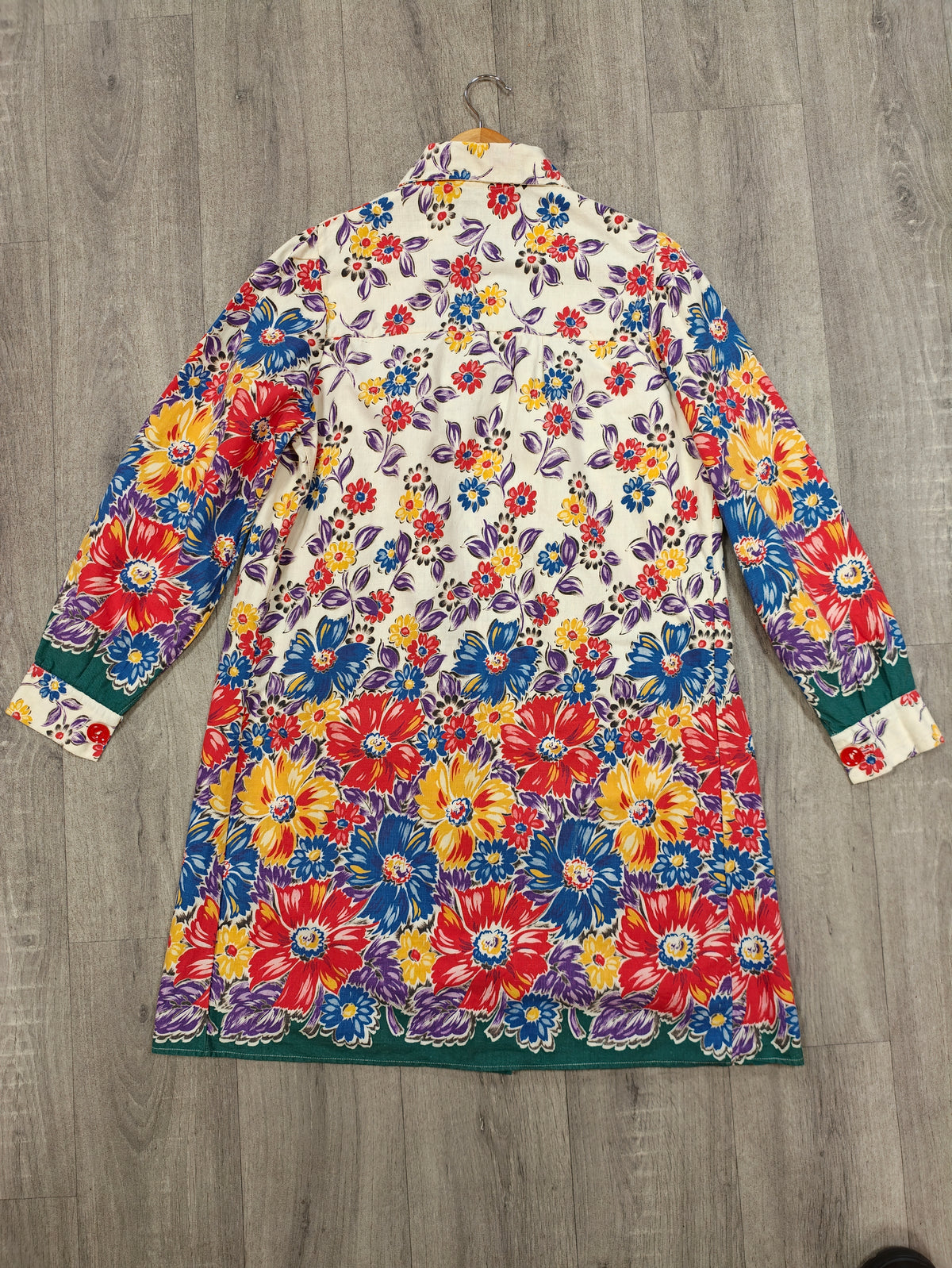 1940s floral cotton chore smock/housecoat