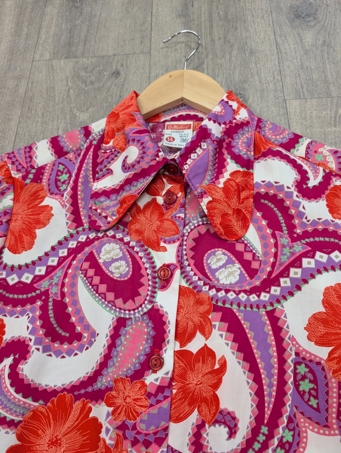 1970s St Michael psychedelic cotton shirt with belt - S/M