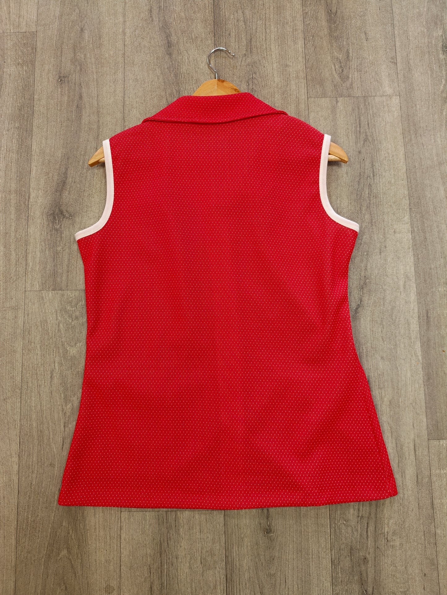 1970s red & white spotty top - M