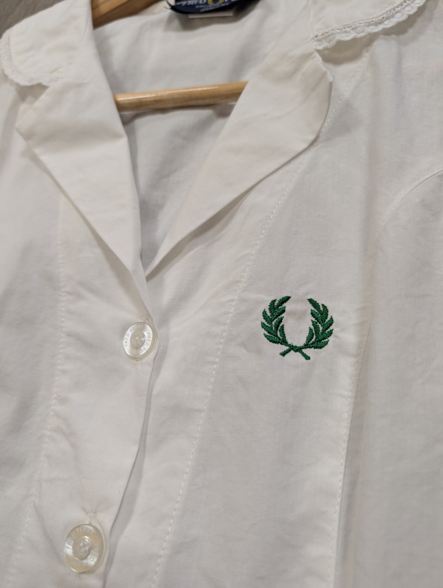 1980s Fred Perry white cotton blouse - XS