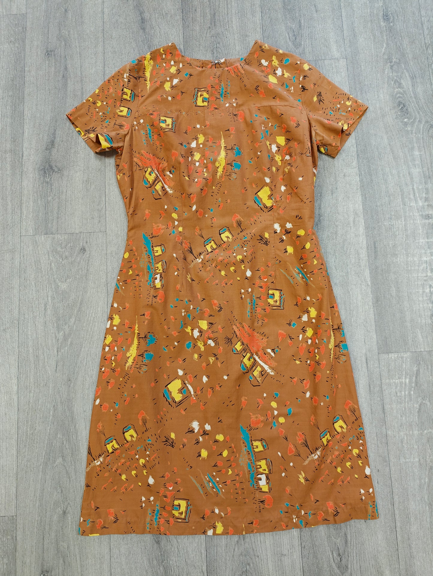 1960s novelty print cotton dress - S/10