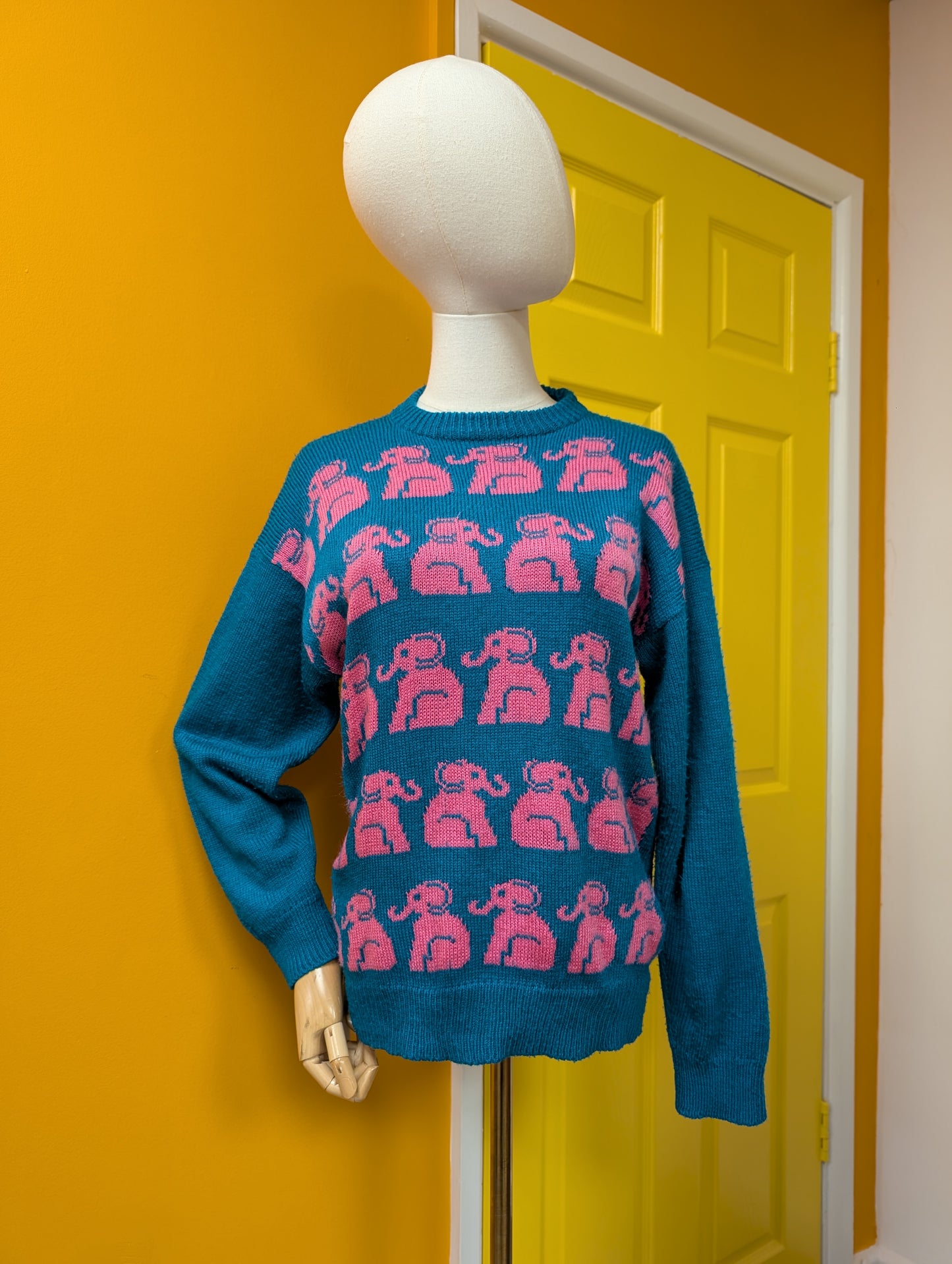 Hand knitted novelty elephant jumper - S/M