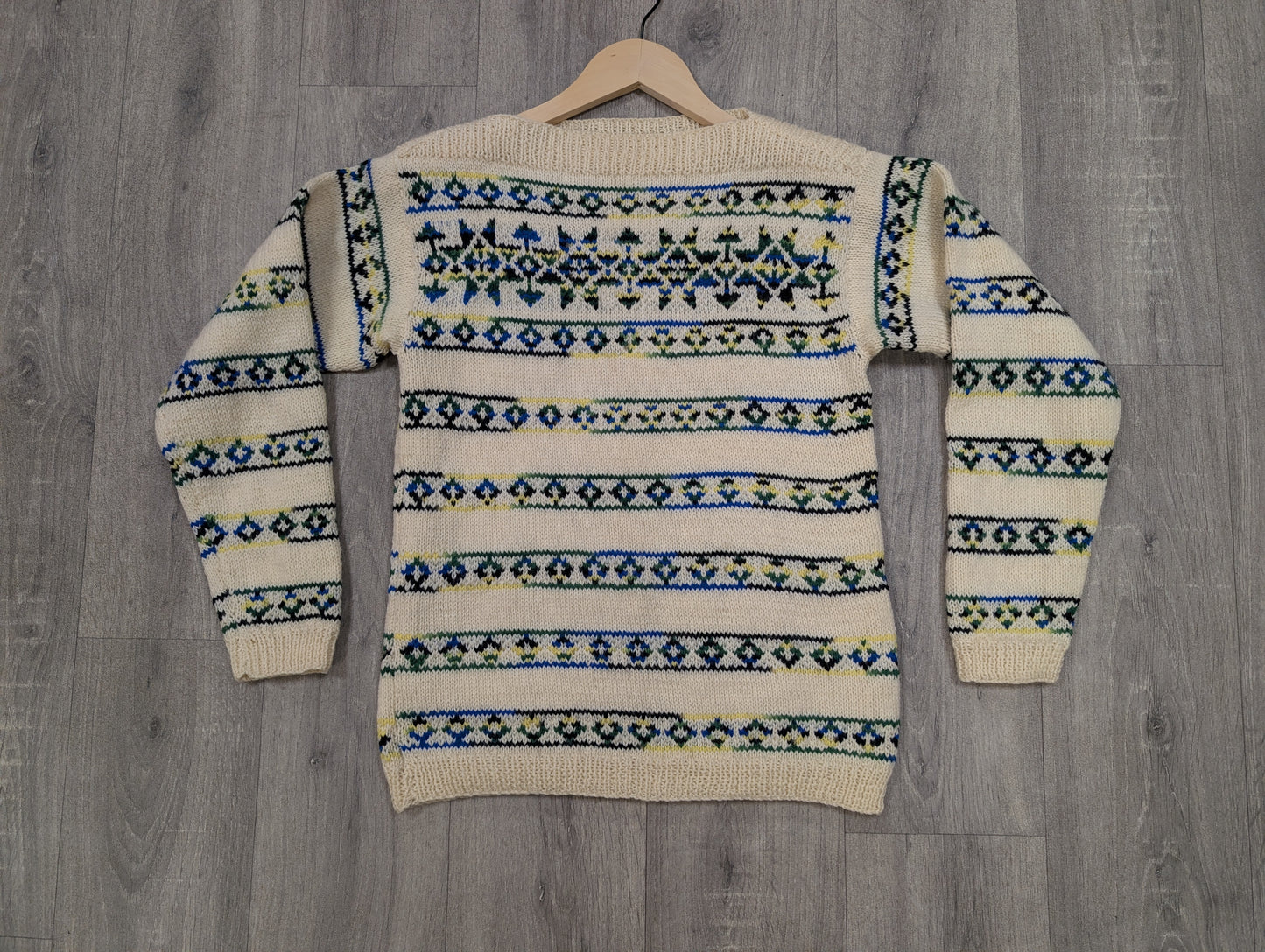 Hand knitted slash neck wool jumper - XS/S