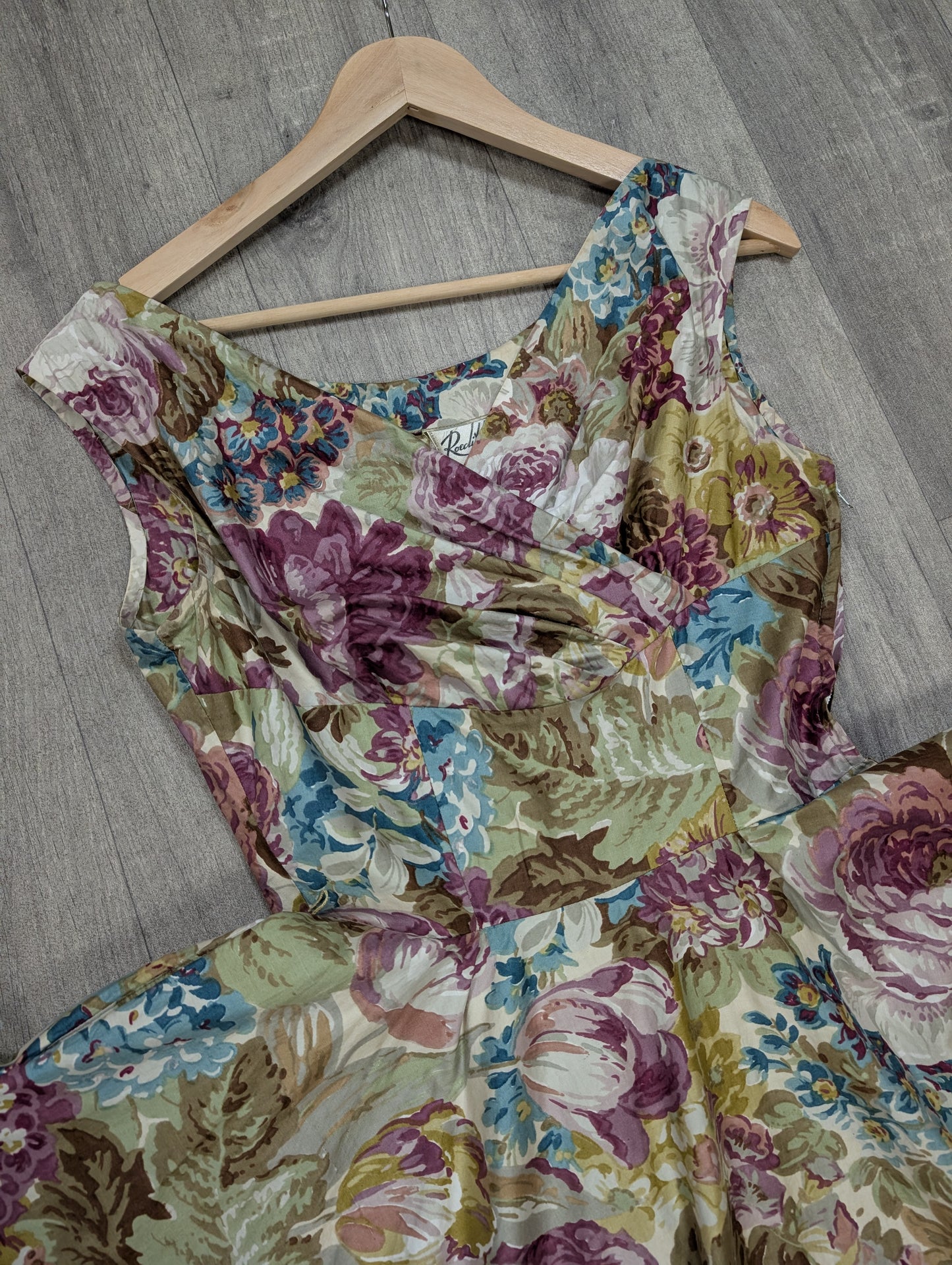 1950s Roecliff and Chapman full circle cotton dress and belt - 34"B, 26"W