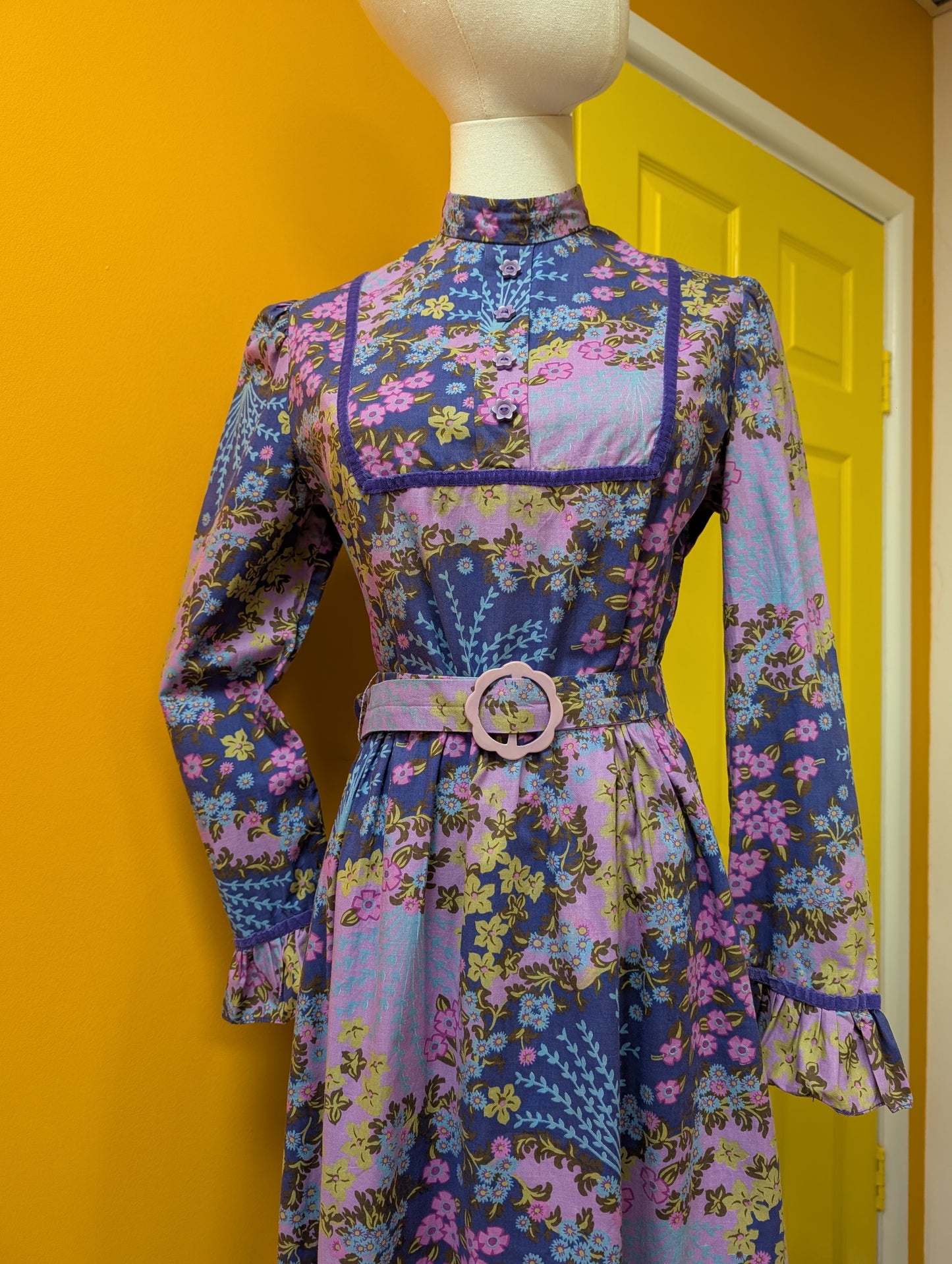 1970s psychedelic maxi dress - M/12