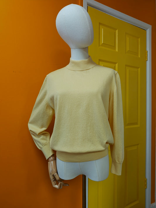 1990s Glenbrae pale yellow wool jumper