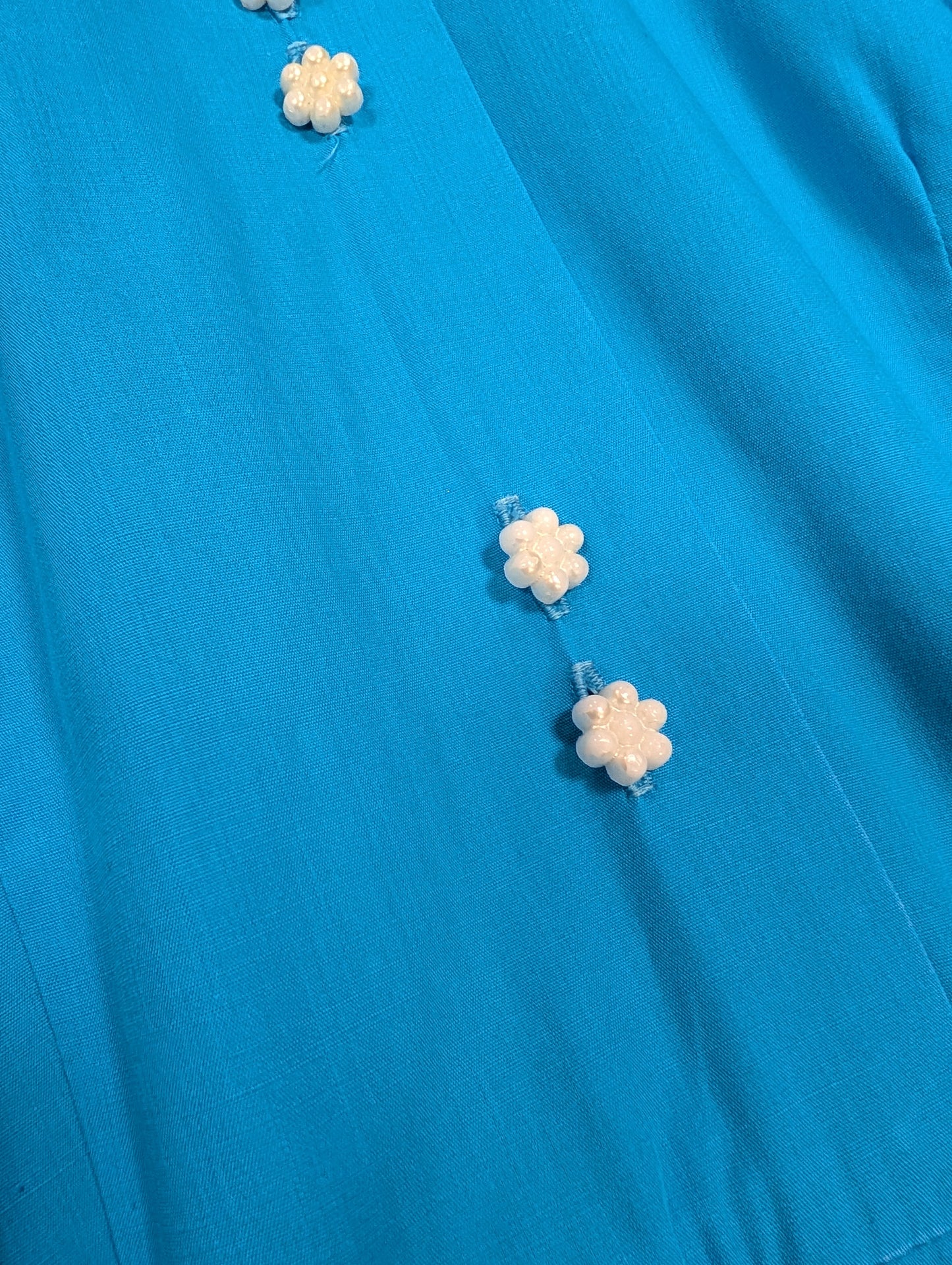 1950s The Lady by Harrimonde blue cotton dress and belt - 38"B, 29"W