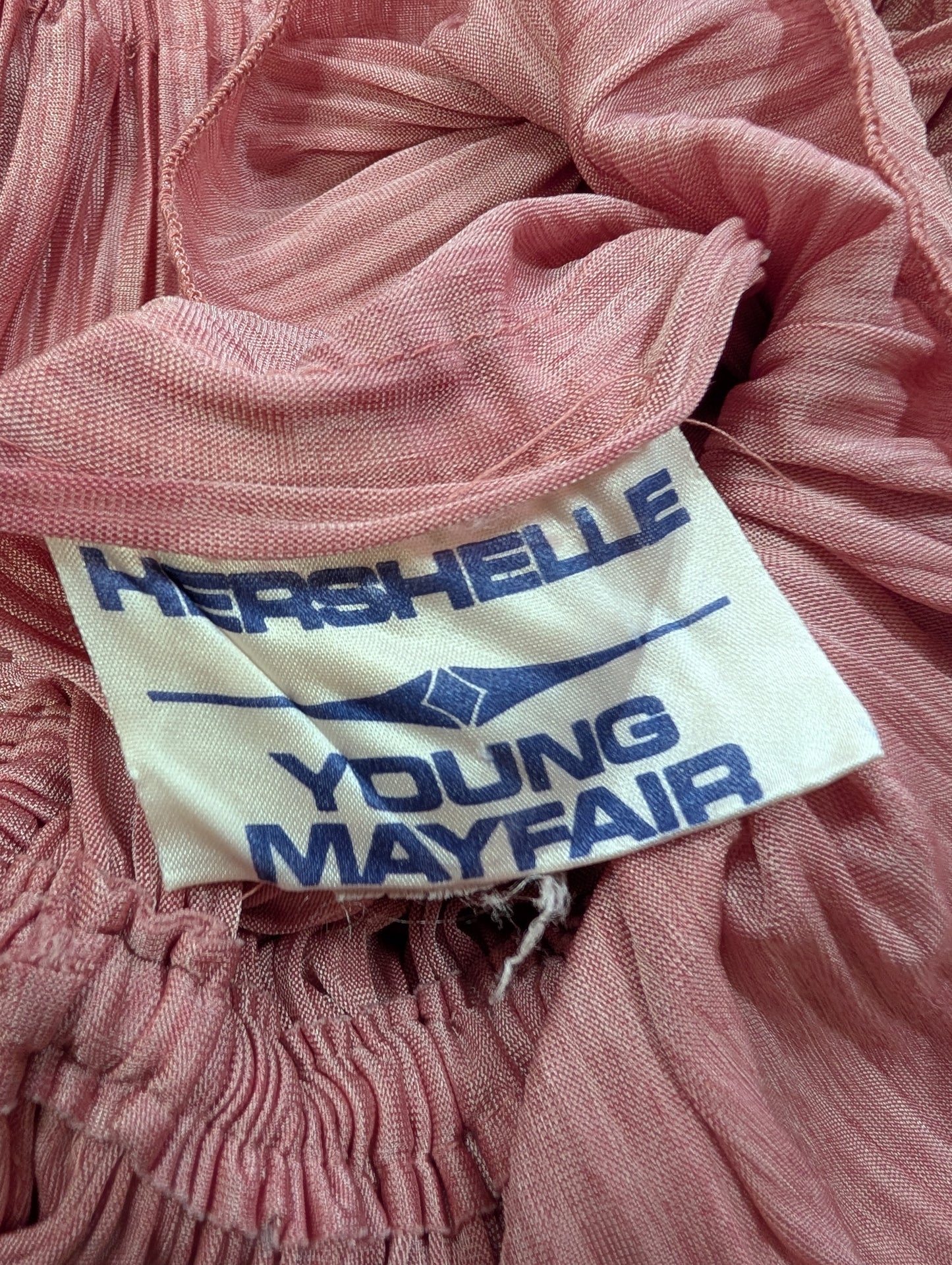 1970s Hershelle Young Mayfair dusky pink lace trim blouse - XS/S