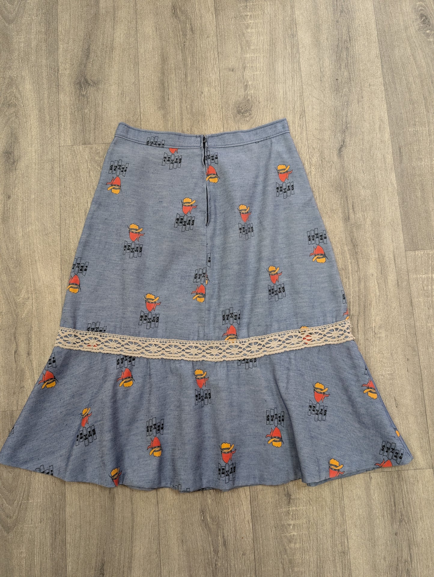 1970s Texas novelty print western skirt - 27" waist