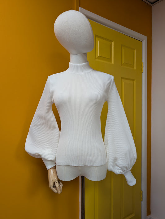 1970s Jersey Masters white bishop sleeve top