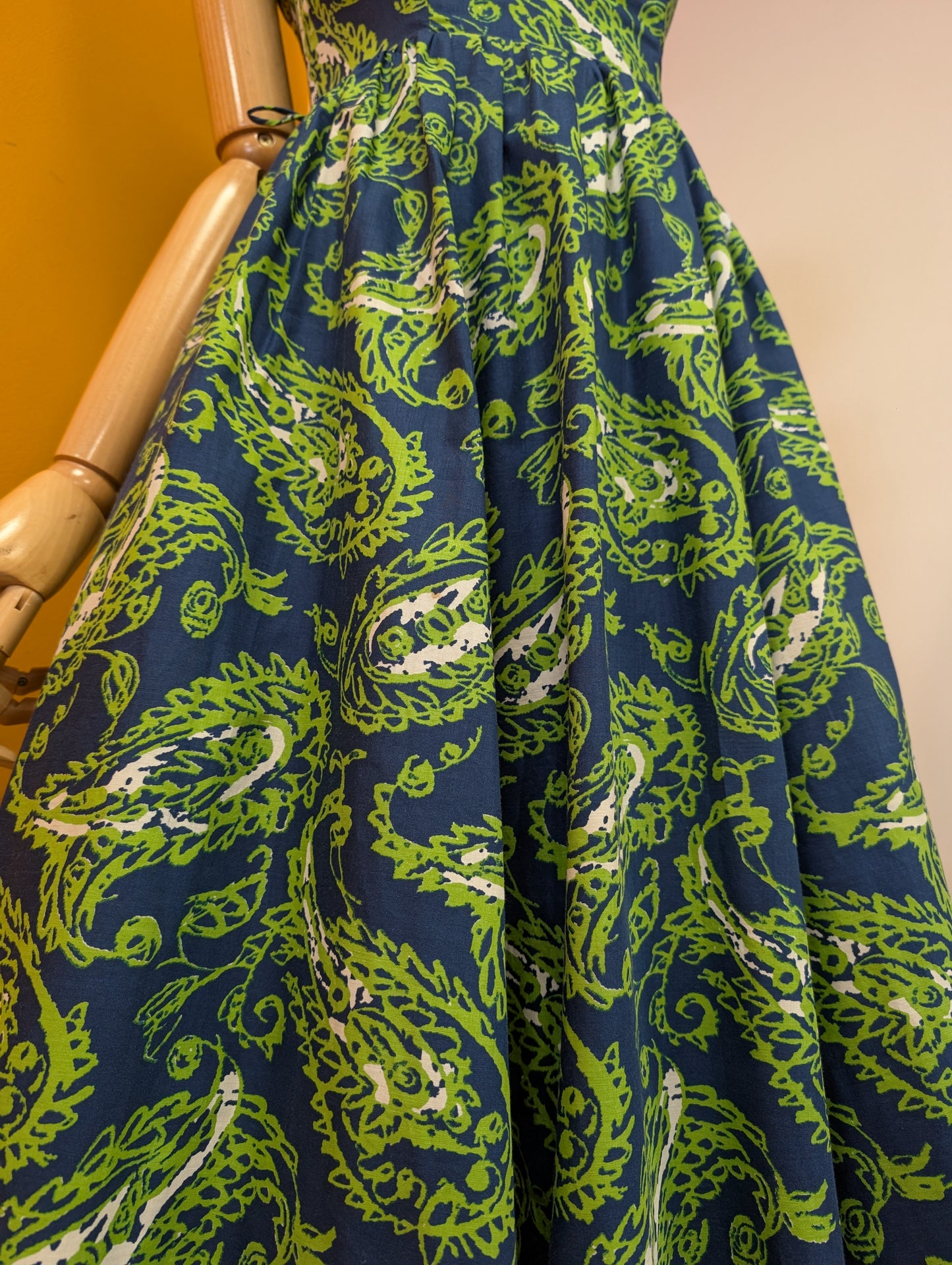 1950s Peter Robinson paisley strapless dress & shawl - XS/6
