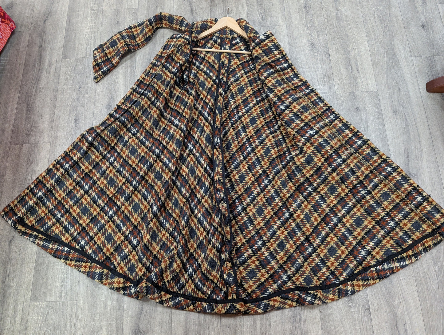 1970s check wool coat - S