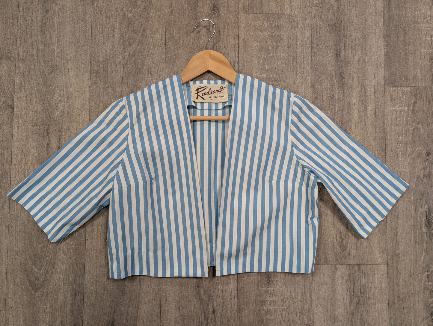 1950s Rembrandt blue/white striped cotton jacket - S/M