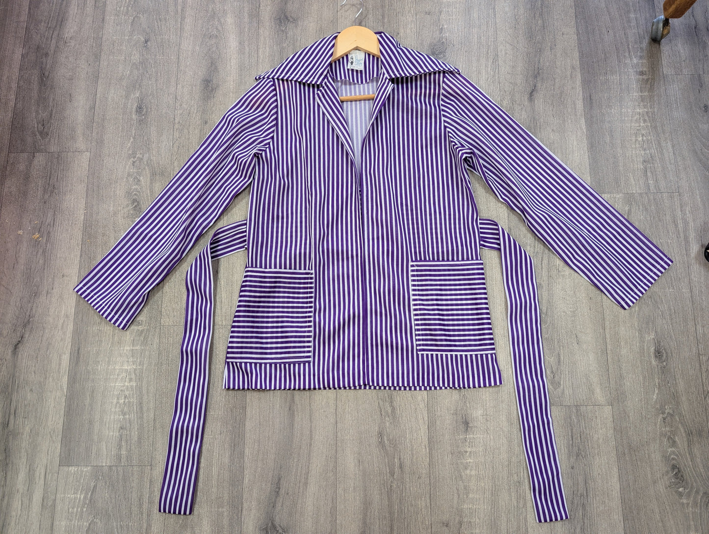 1970s purple & white striped jacket - S