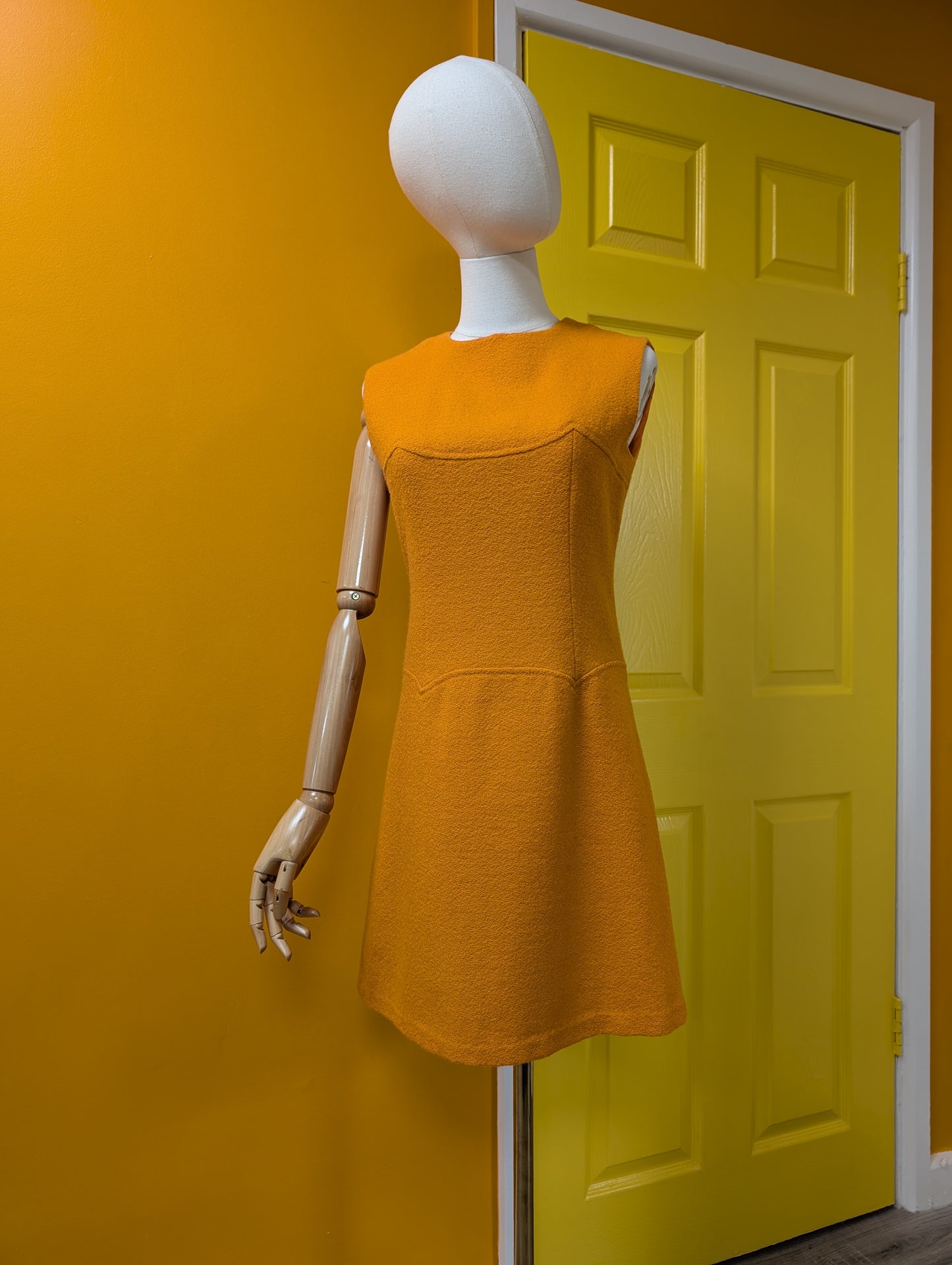 1960s Aubrey Segal orange boucle wool dress & coat - S/8/10