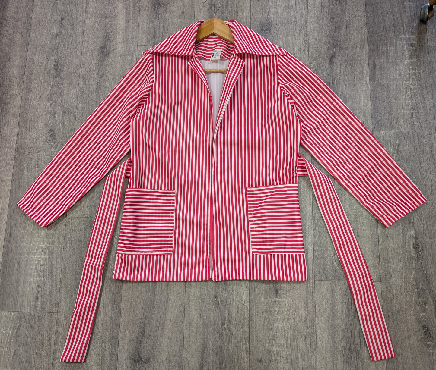 1970s pink & white striped jacket - S