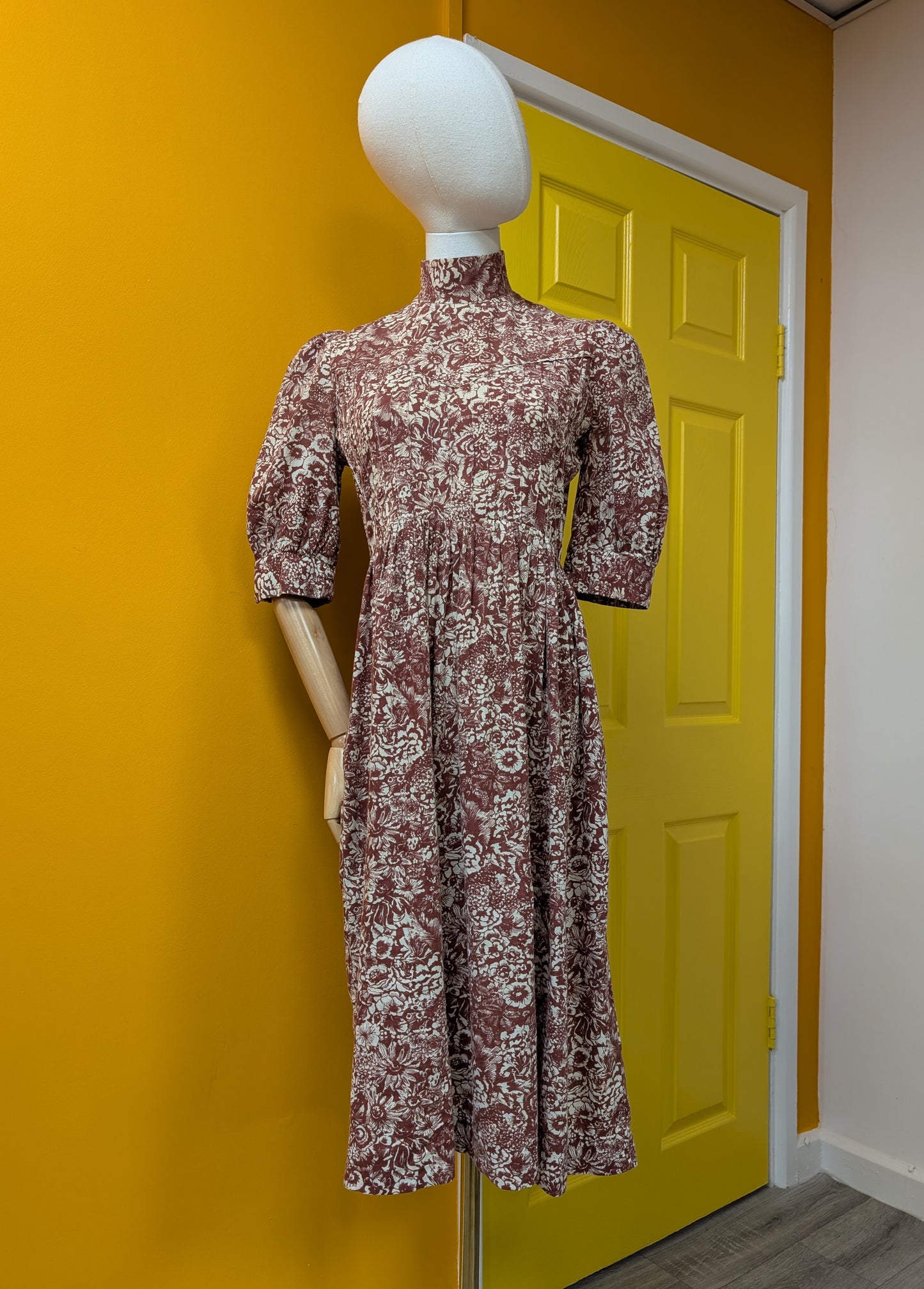 1970s made in Wales Laura Ashley brown dress - S/M/10/12