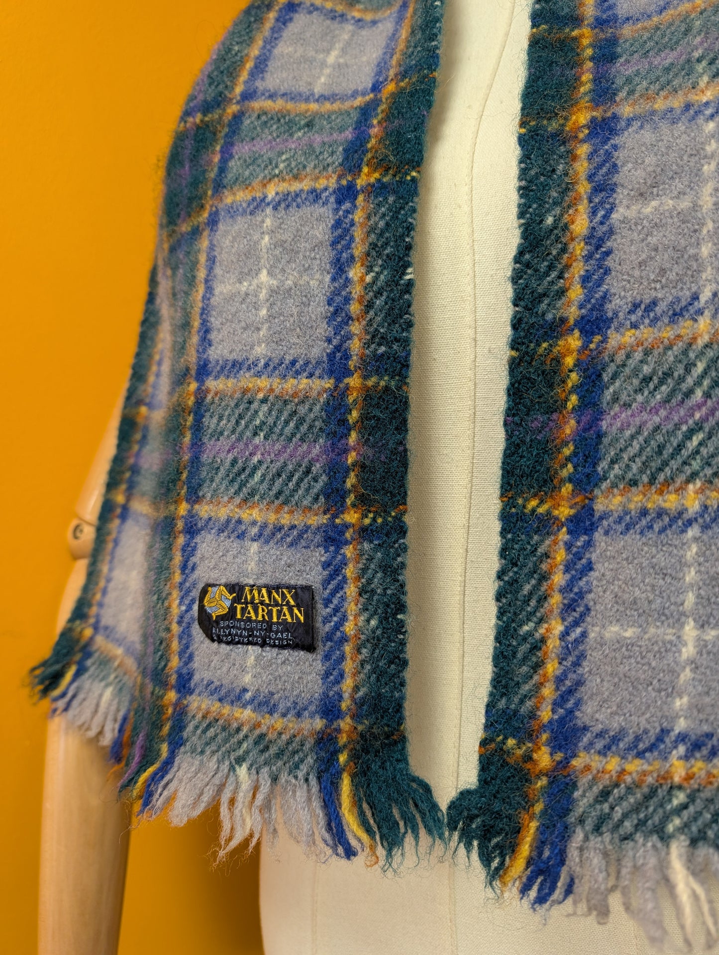 Manx tartan wool & mohair scarf