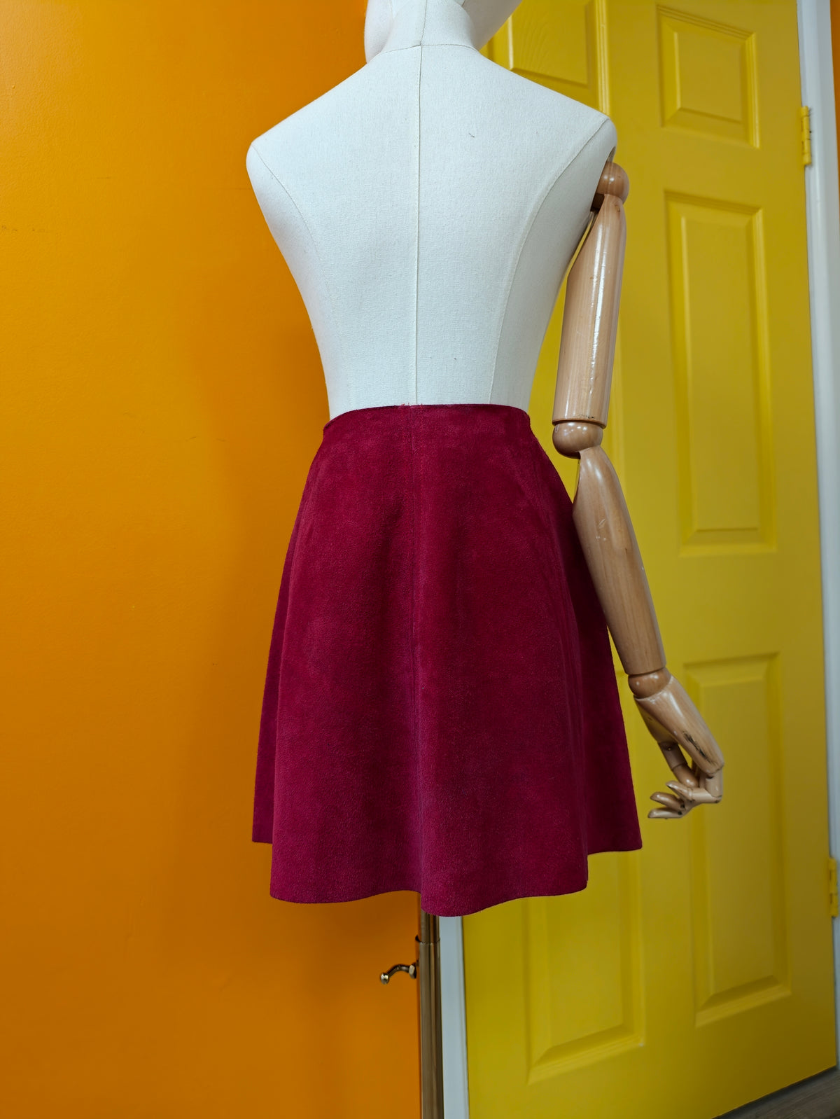 1960s suede mini skirt - 26" waist