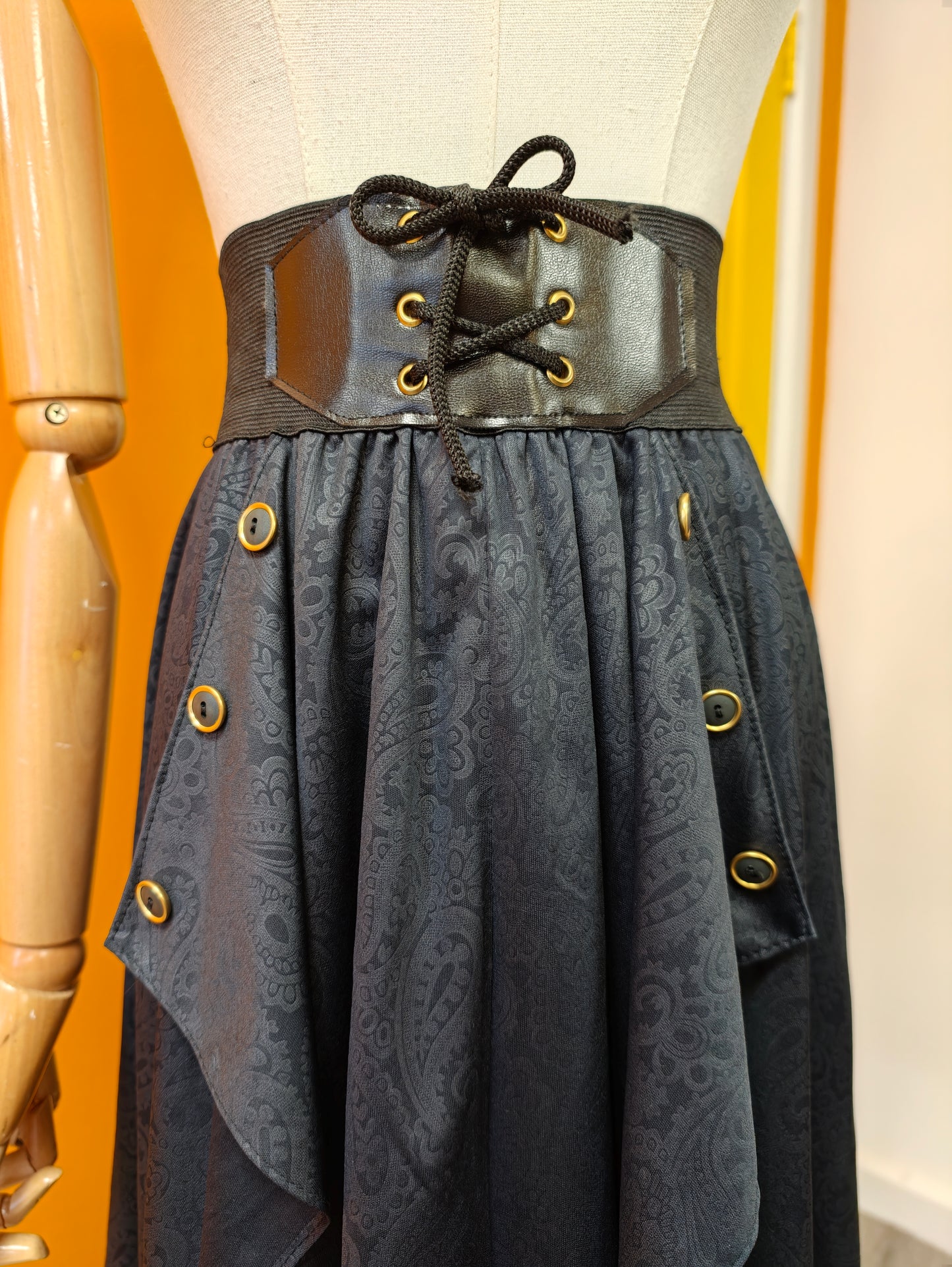1980s black paisley skirt - S/M