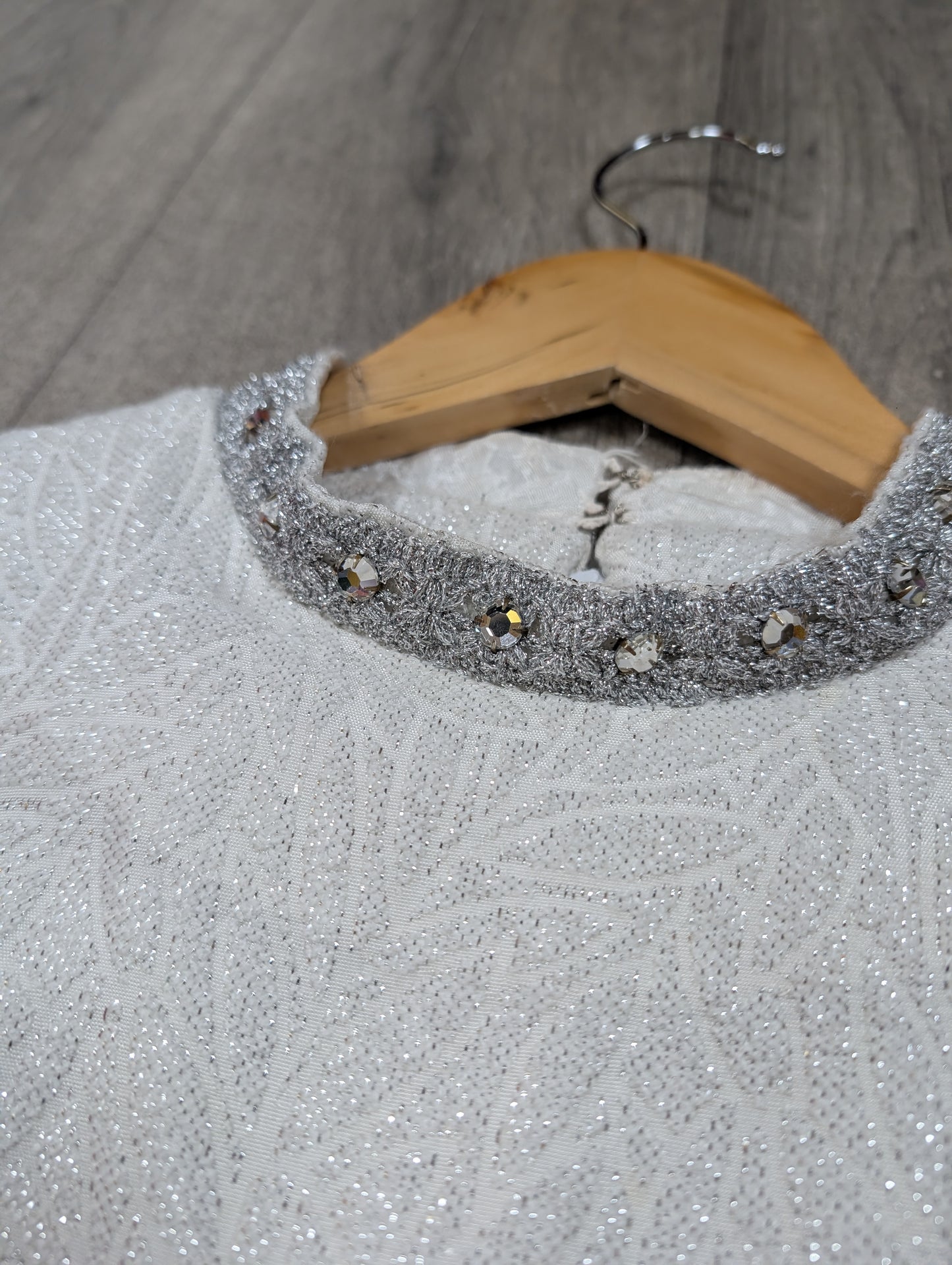 1960s white/silver party dress - M/14