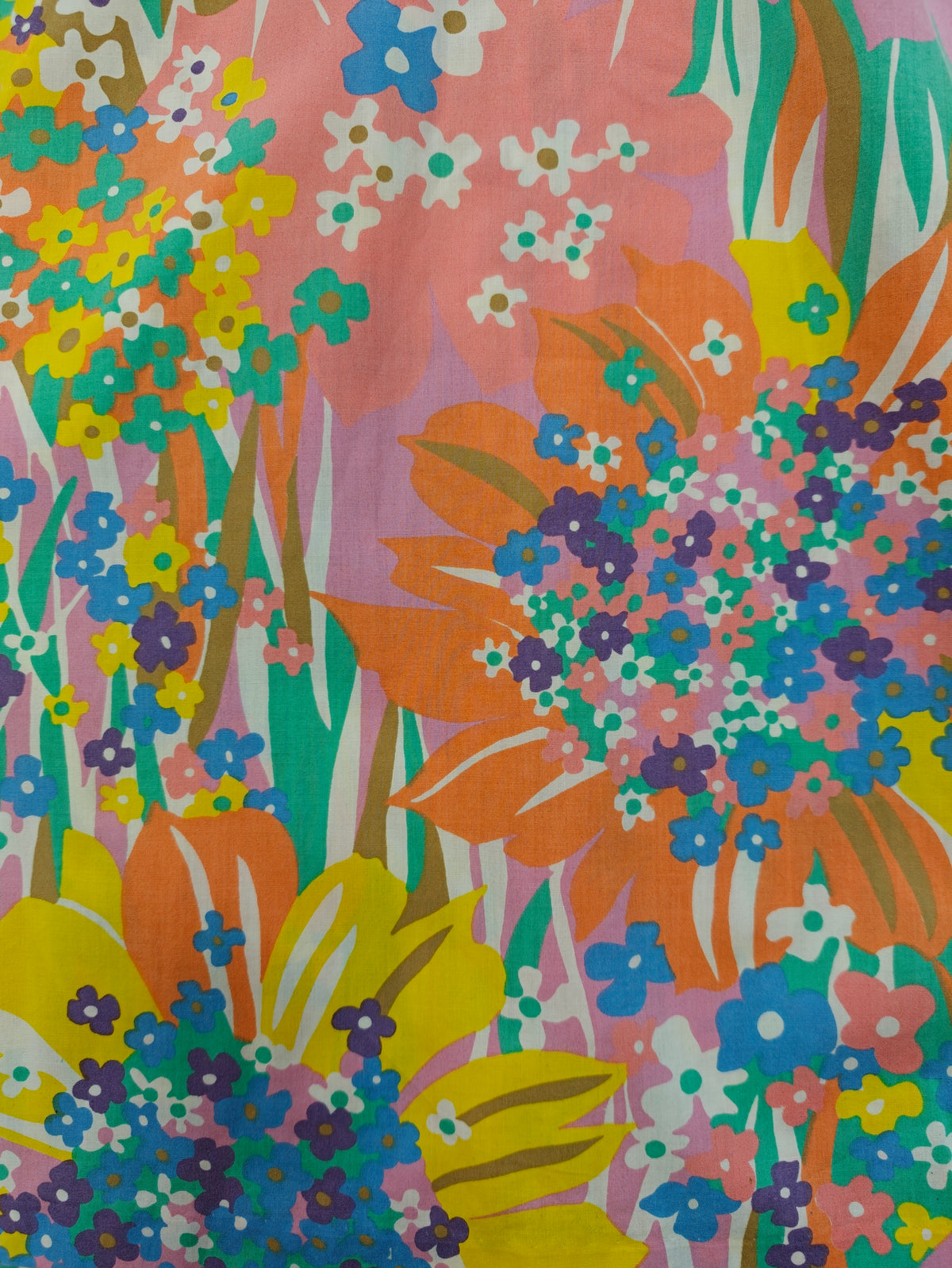 1970s psychedelic floral sleeveless top - M/L