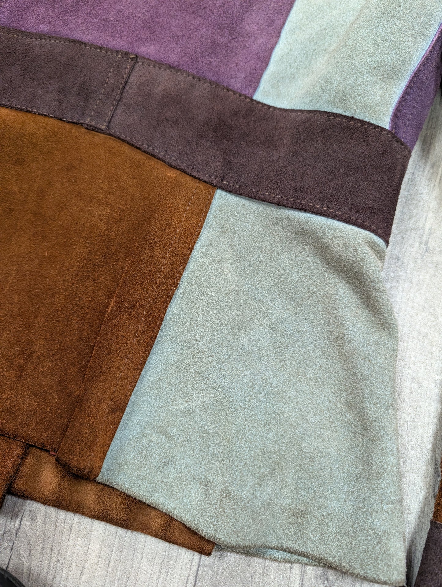 Epic 1970s colour block suede jacket - S/8