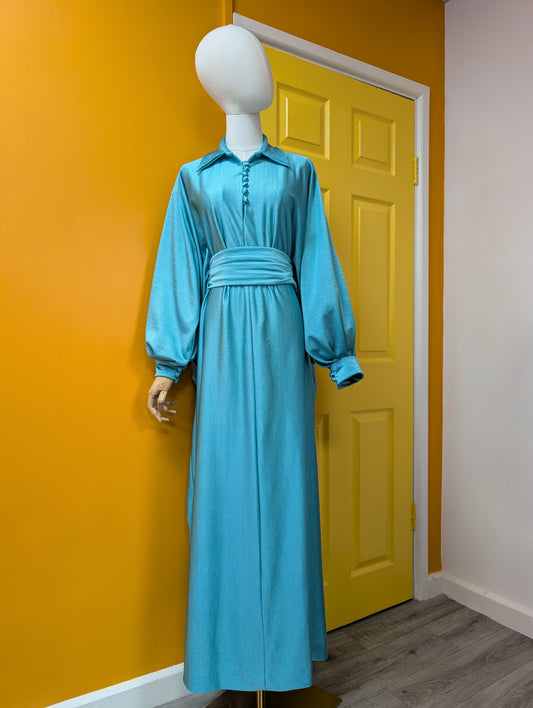1970s turquoise belted kaftan