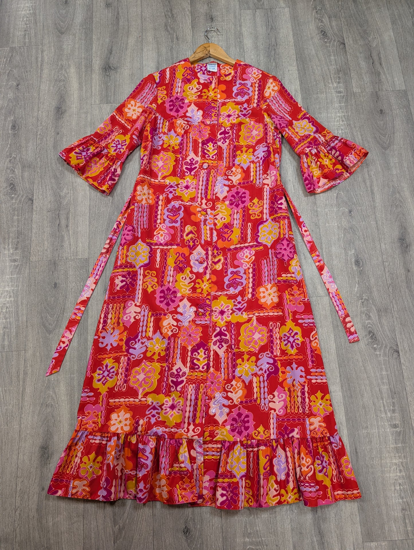 1960s St Michael psychedelic cotton housecoat with belt - S/8/10