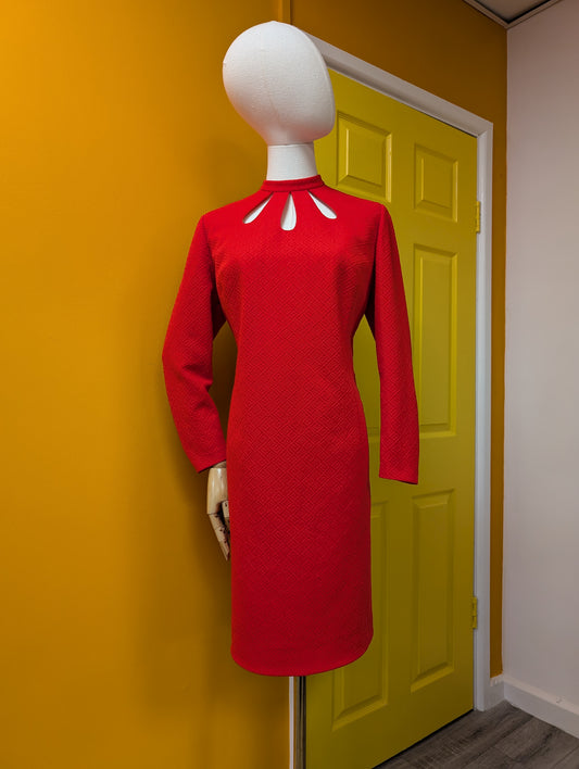 Red crimplene dress - L/16