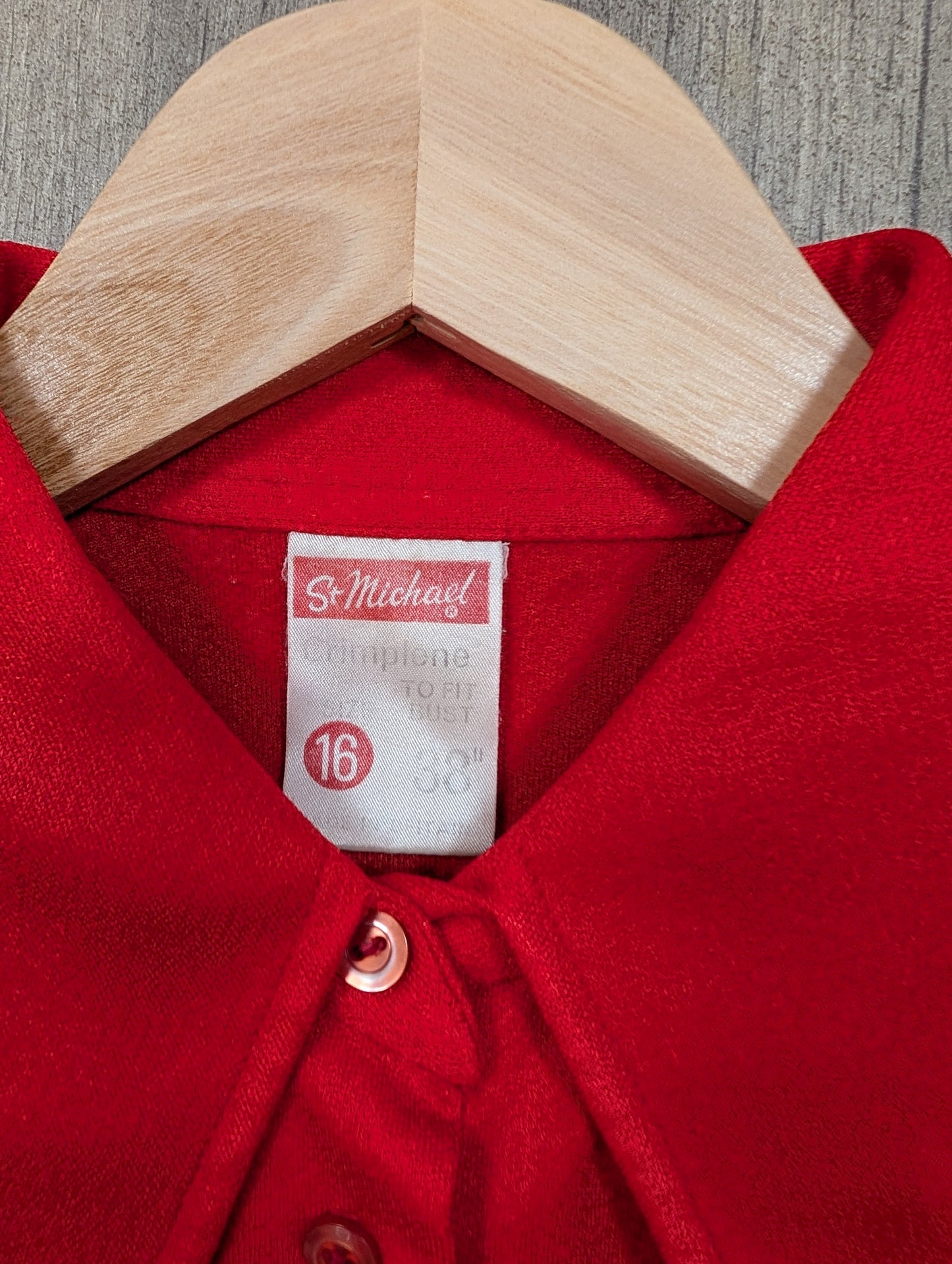 1970s St Michael red crimplene shirt - S/M