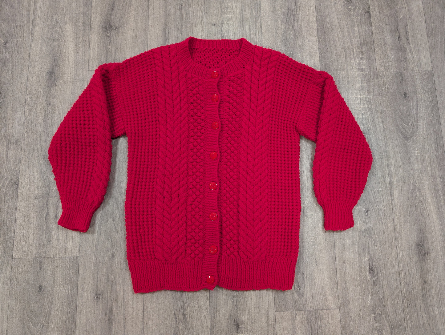 Hand knitted red cardigan - S/M