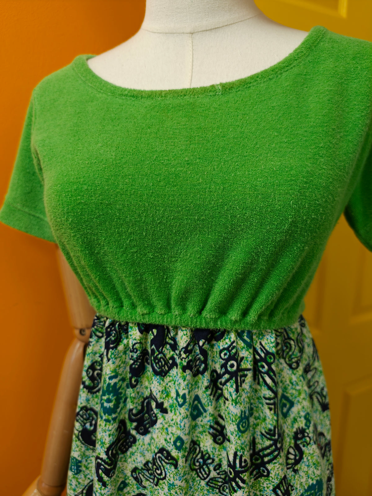 60s/70s Guitare French towelling maxi dress - XS/S