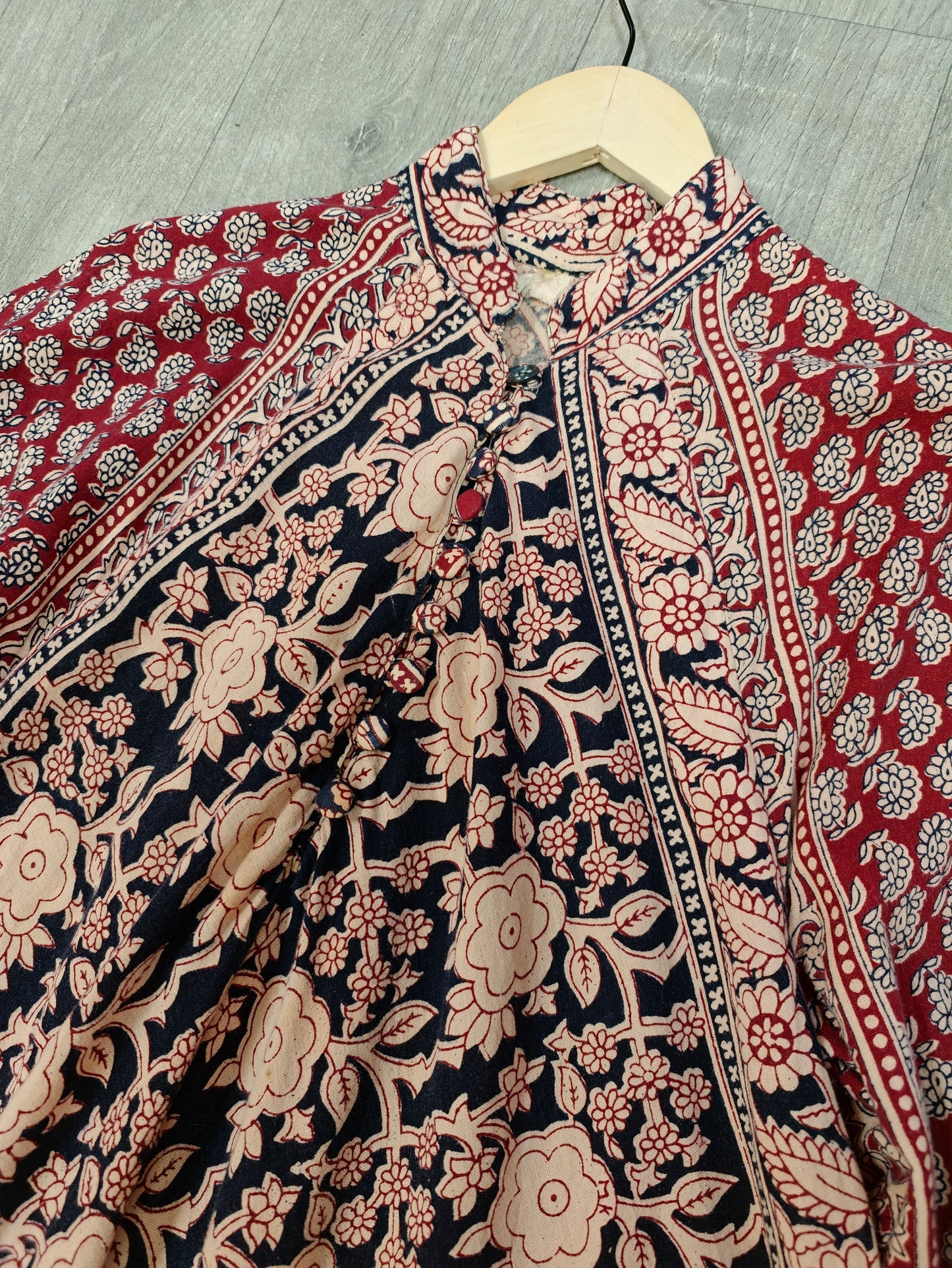 1970s Indian cotton block print maxi dress