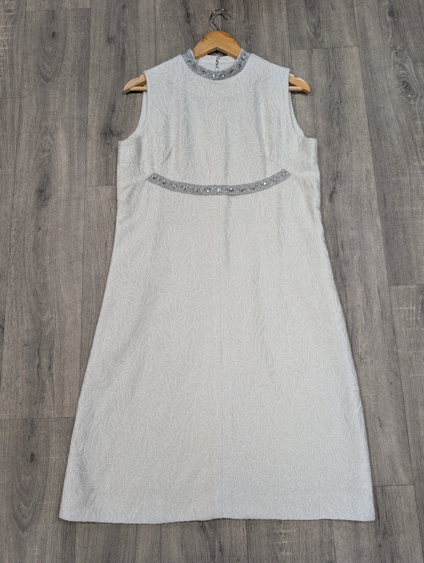 1960s white/silver party dress - M/14