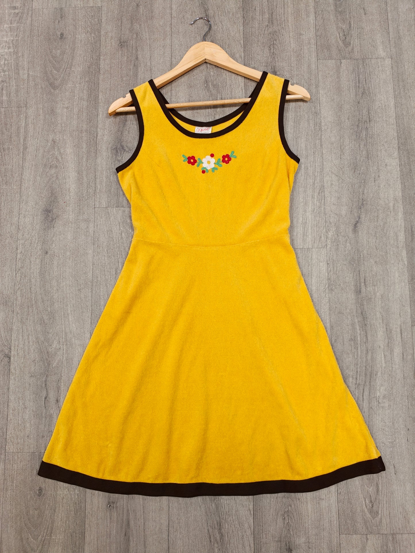 St Michael yellow towelling dress - S/8/10