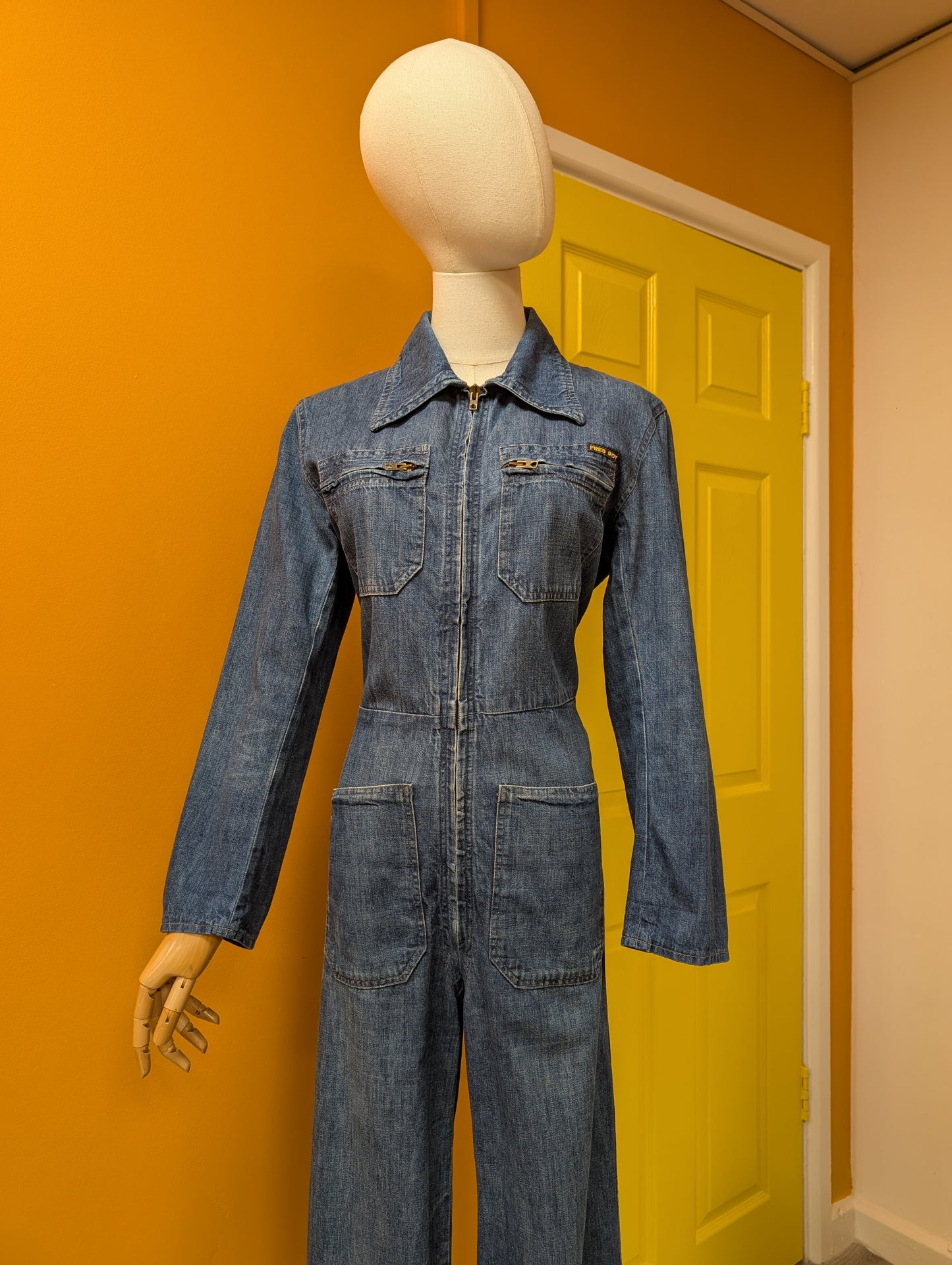 Epic 1970s Fred Roy denim jumpsuit - S/8/10