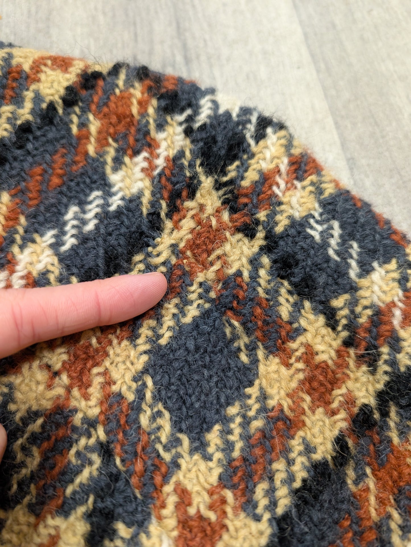 1970s check wool coat - S