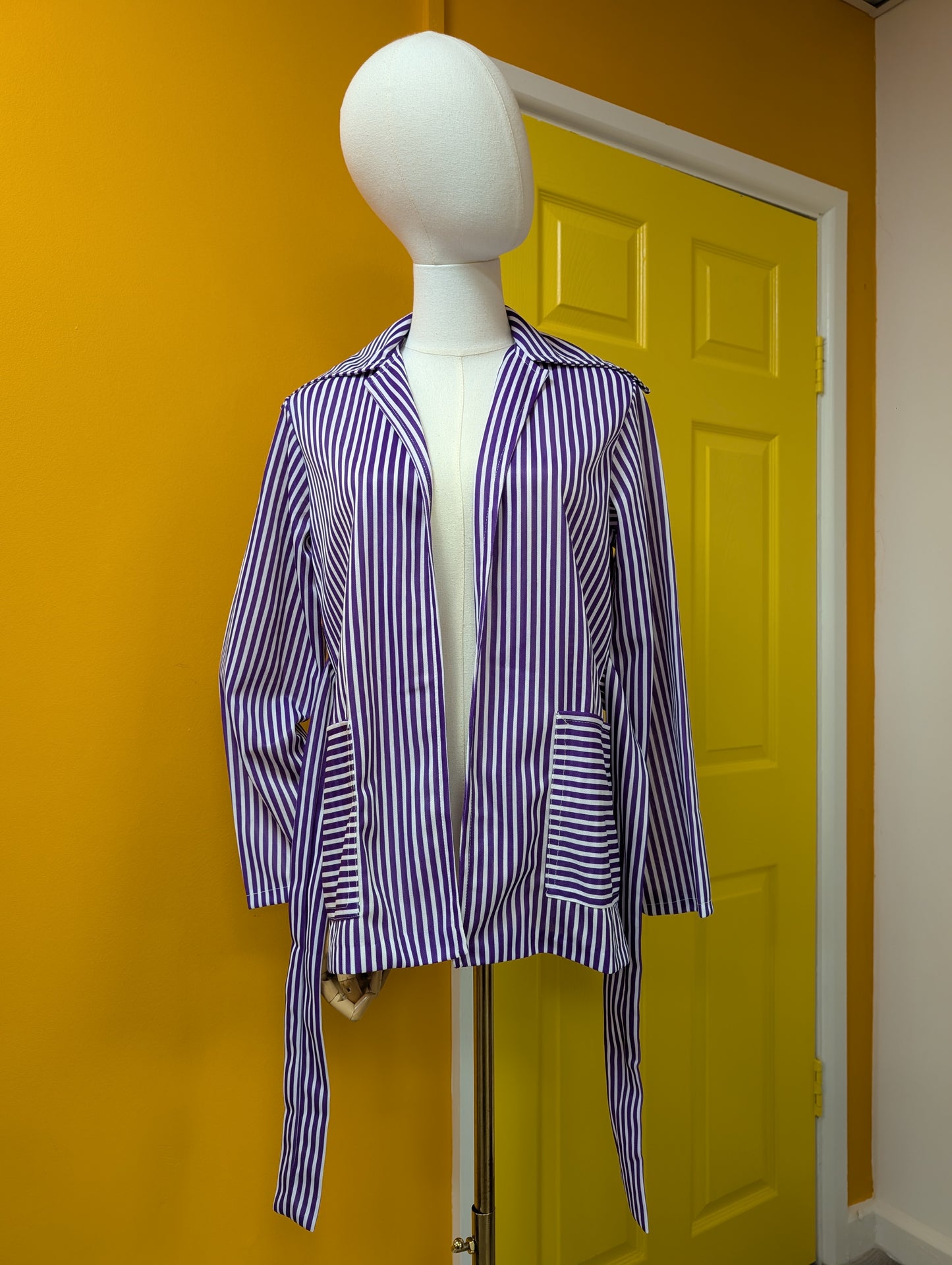 1970s purple & white striped jacket - S