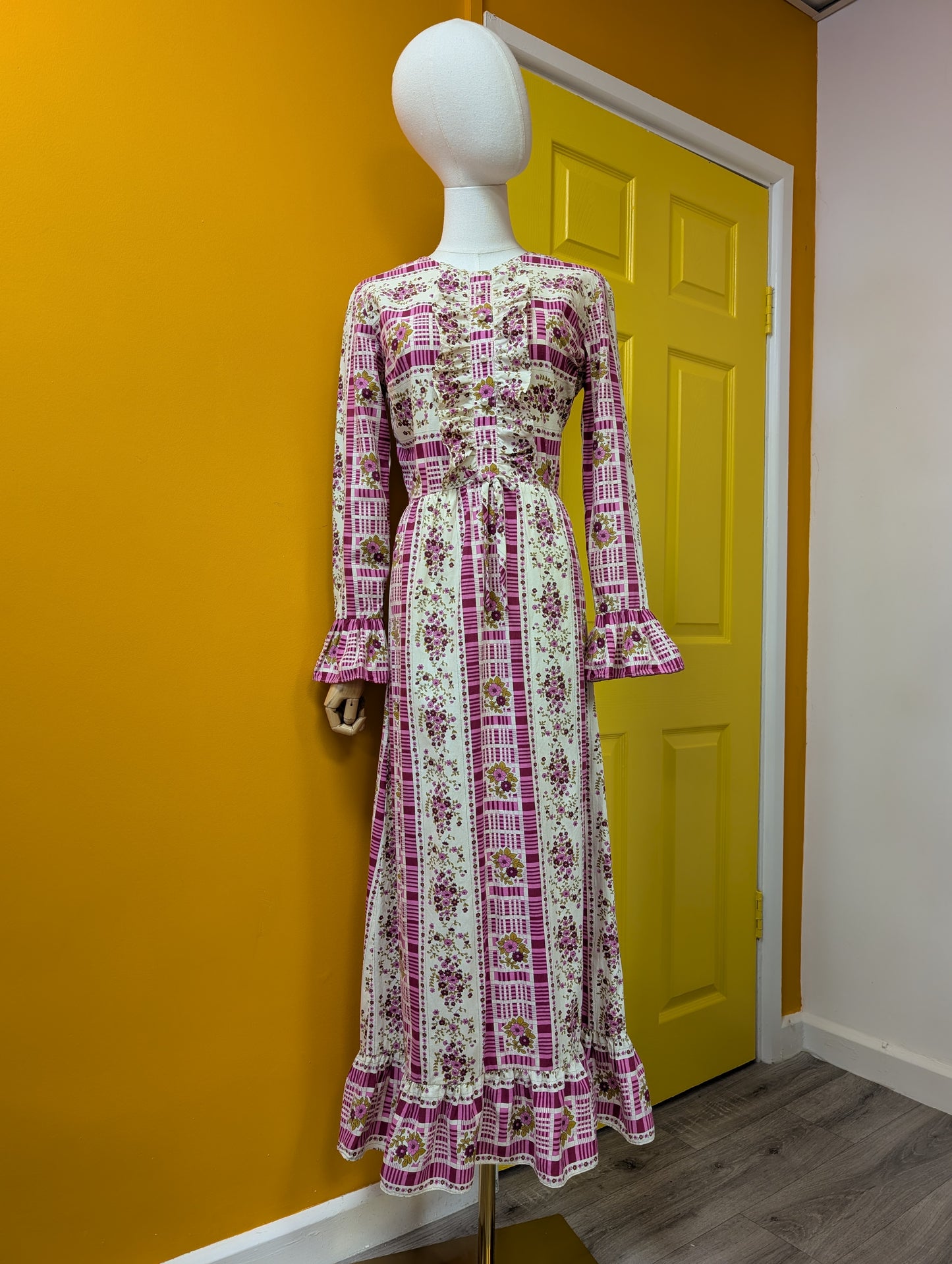 1970s floral cotton dress - S/10