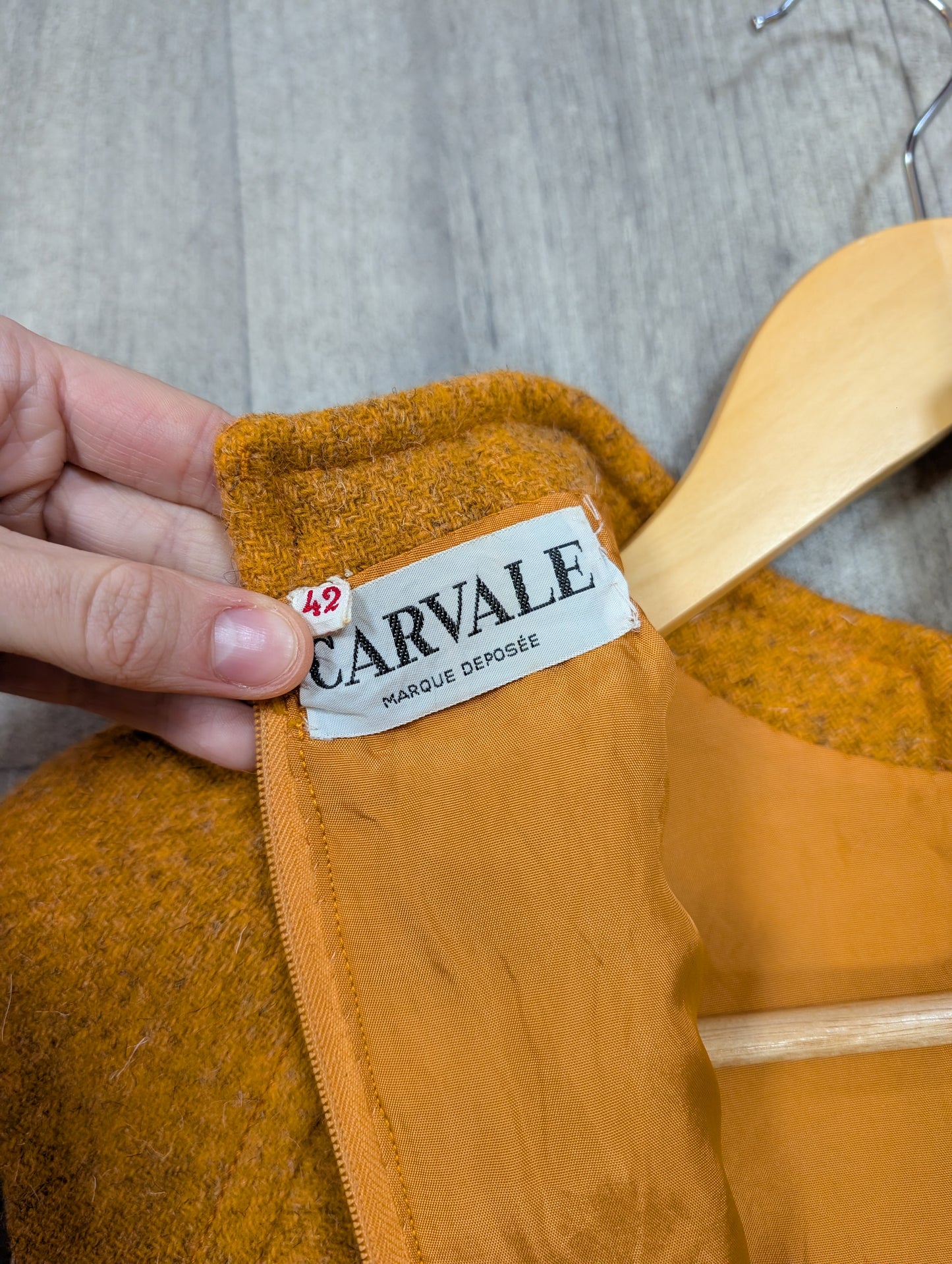 1960s Carvale orange wool dress - S/10