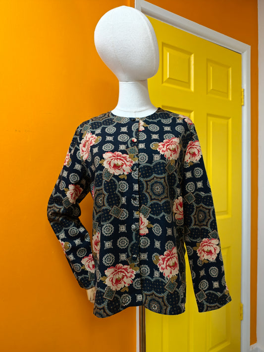 80s/90s Debenhams floral top - M