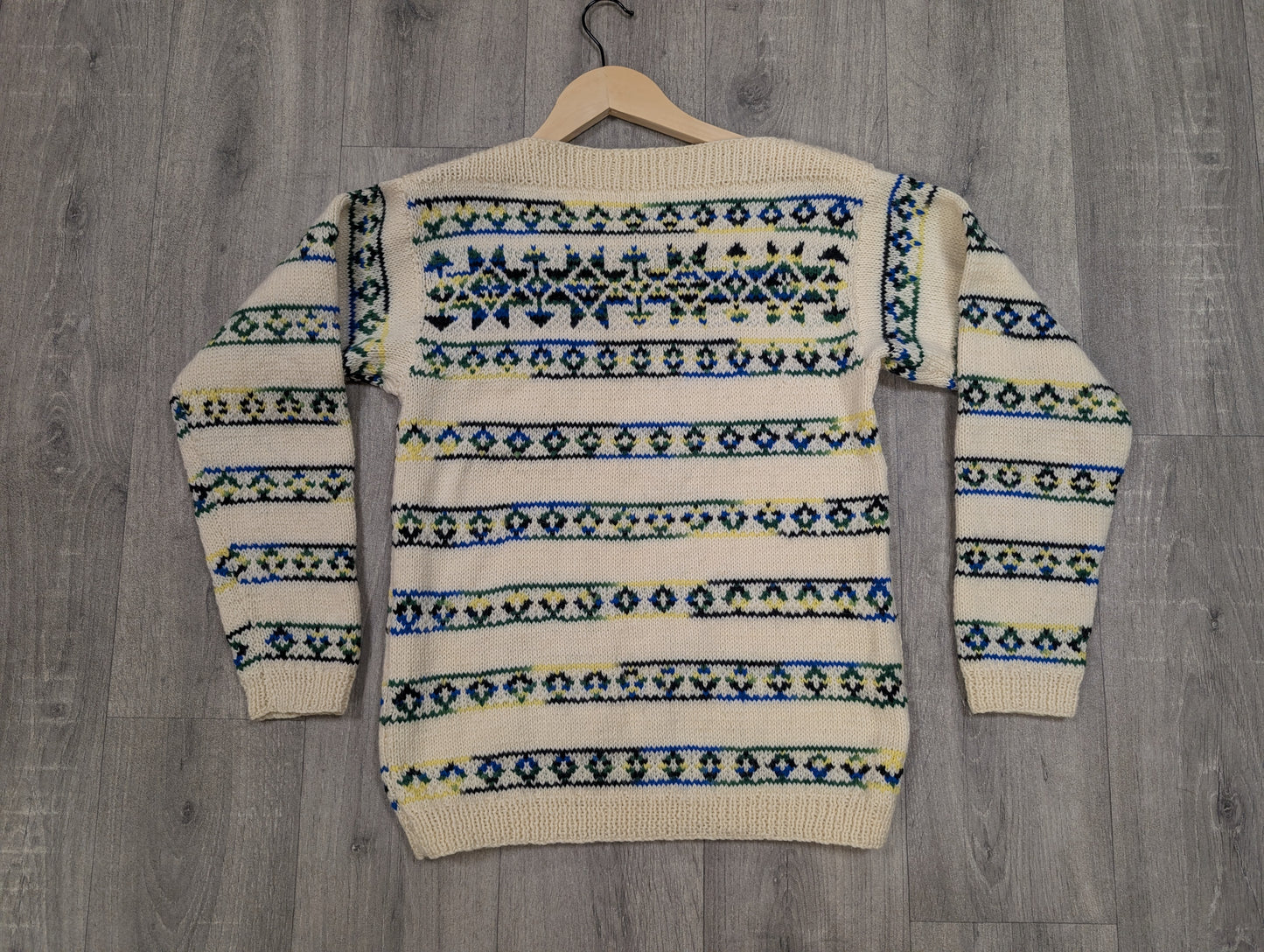 Hand knitted slash neck wool jumper - XS/S